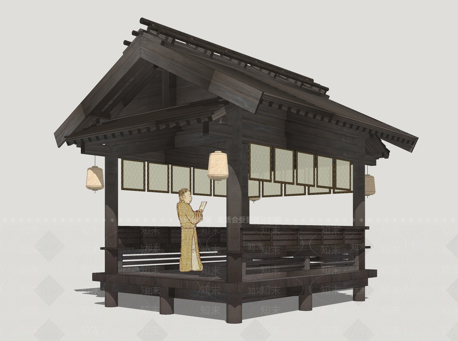 中式古建古建筑SU模型下载【ID:1231558887】