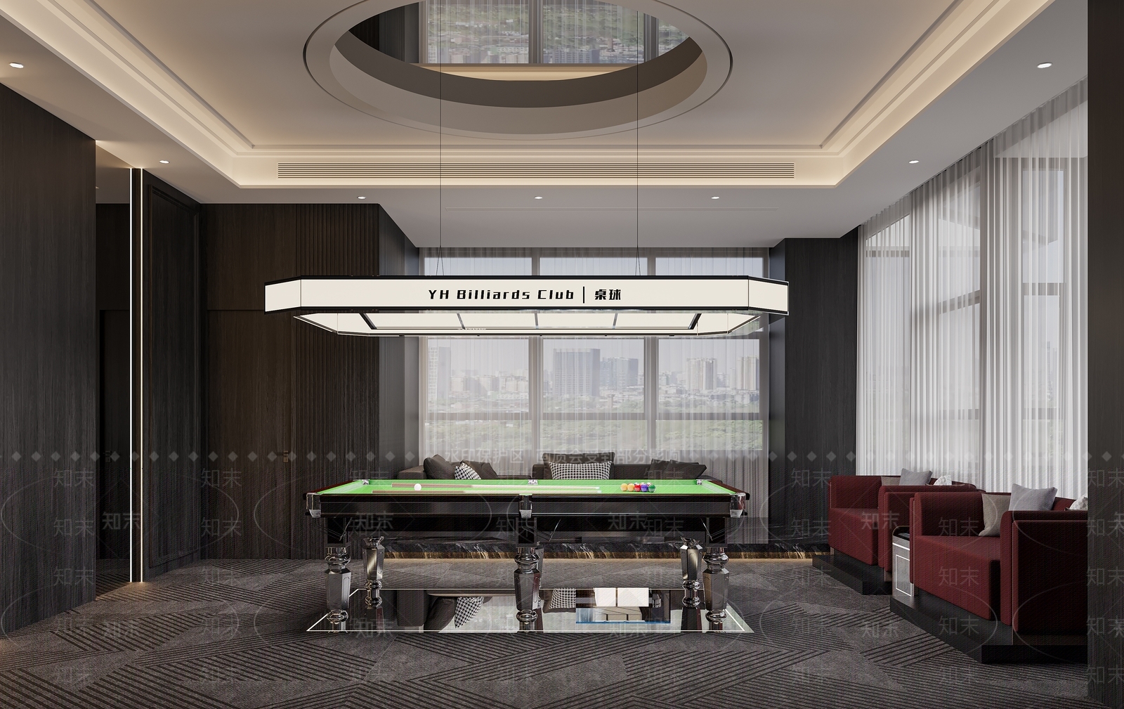 轻奢台球室3D模型下载【ID:1231559206】