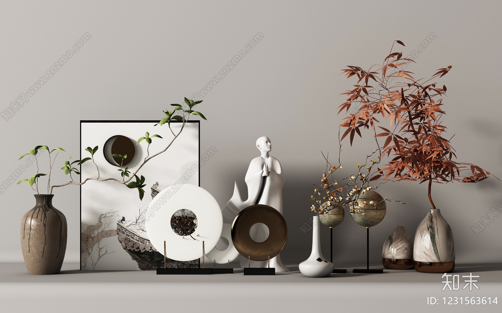 新中式摆件组合3D模型下载【ID:1231563614】
