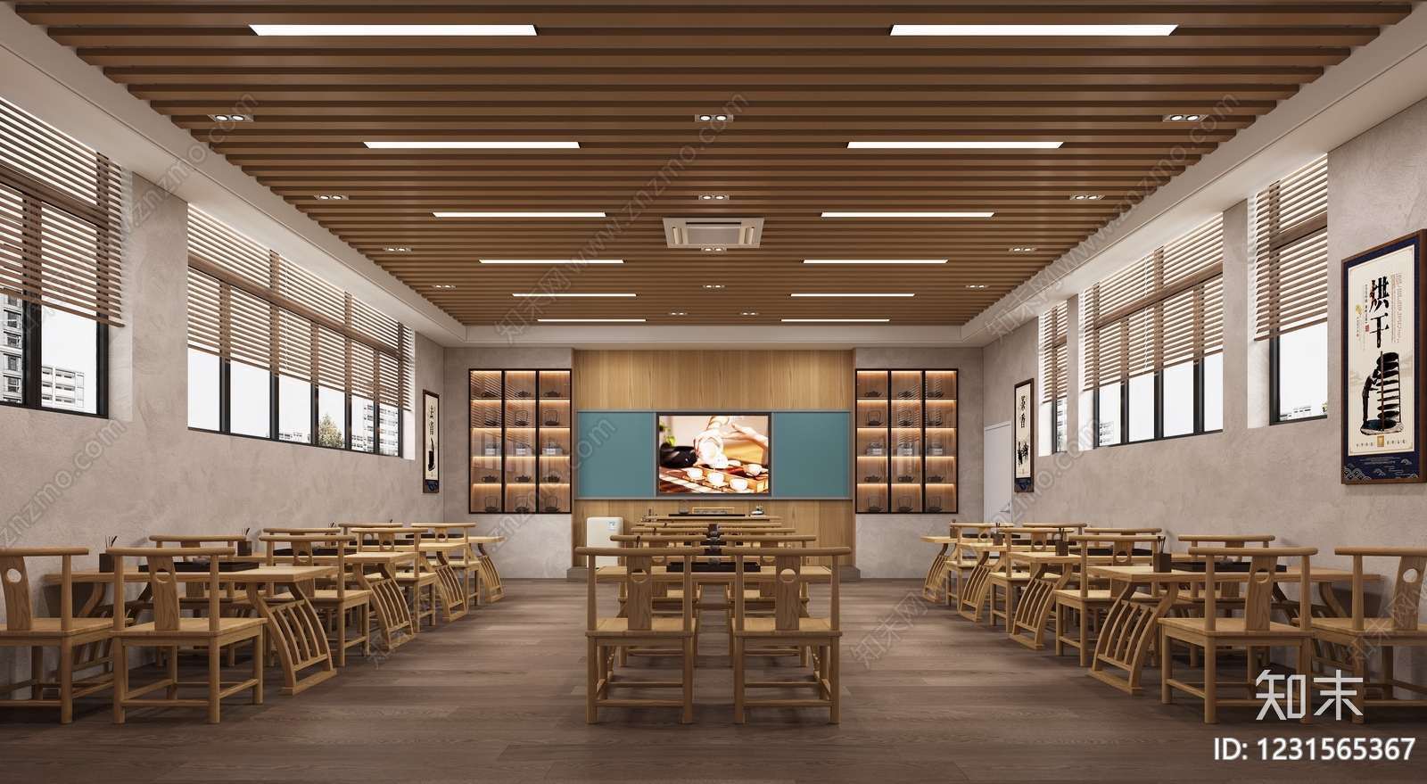 新中式教室3D模型下载【ID:1231565367】