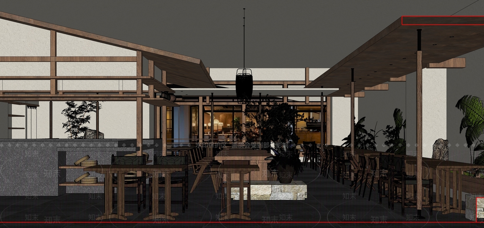 新中式中餐厅SU模型下载【ID:1231567752】