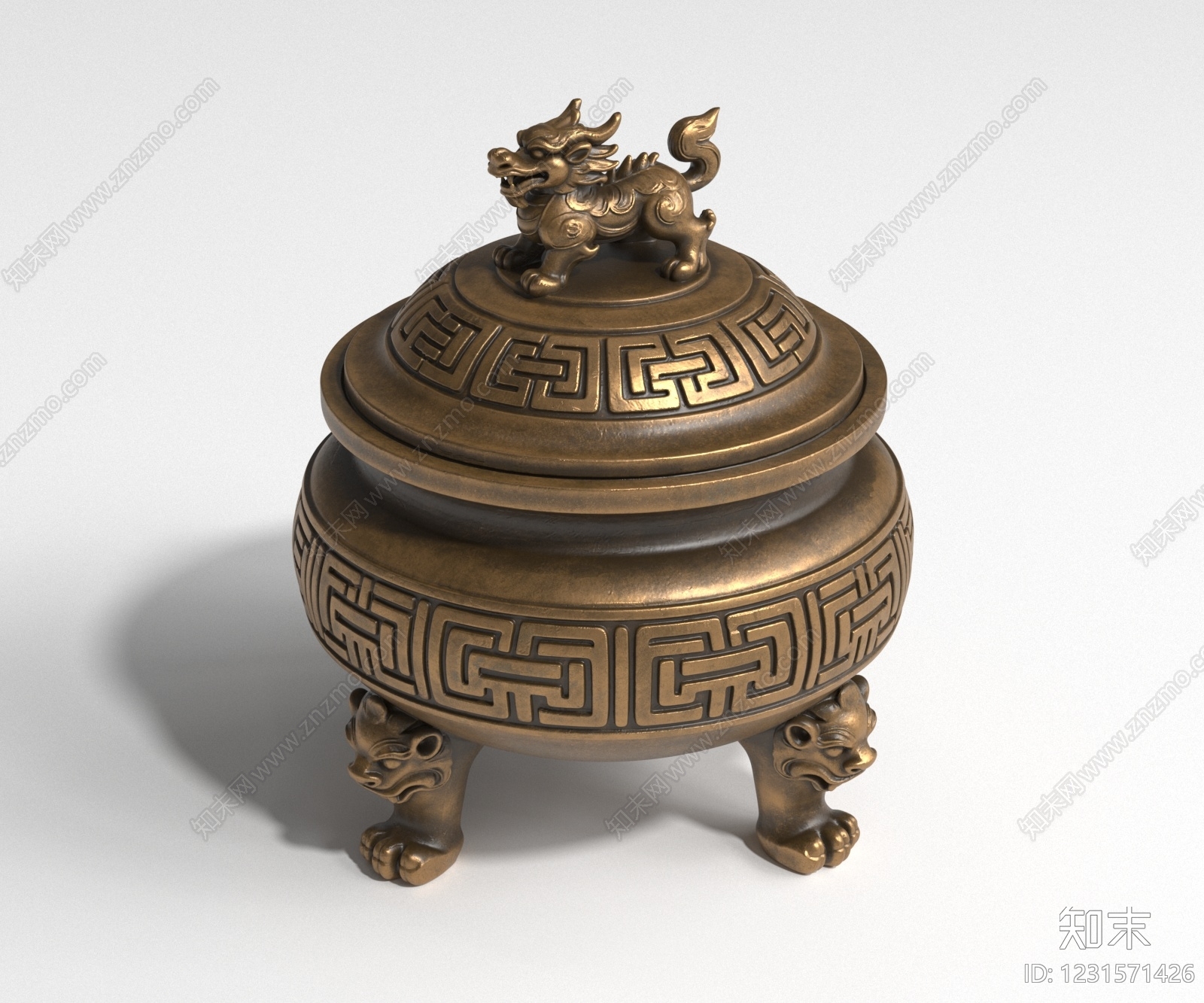 中式雕塑摆件3D模型下载【ID:1231571426】