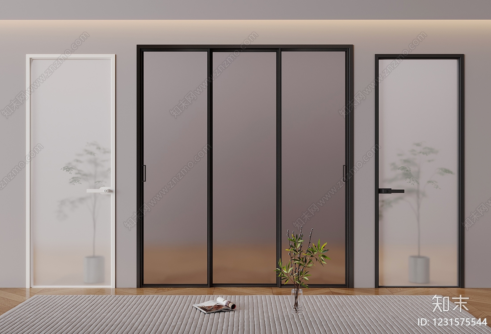极简推拉门3D模型下载【ID:1231575544】