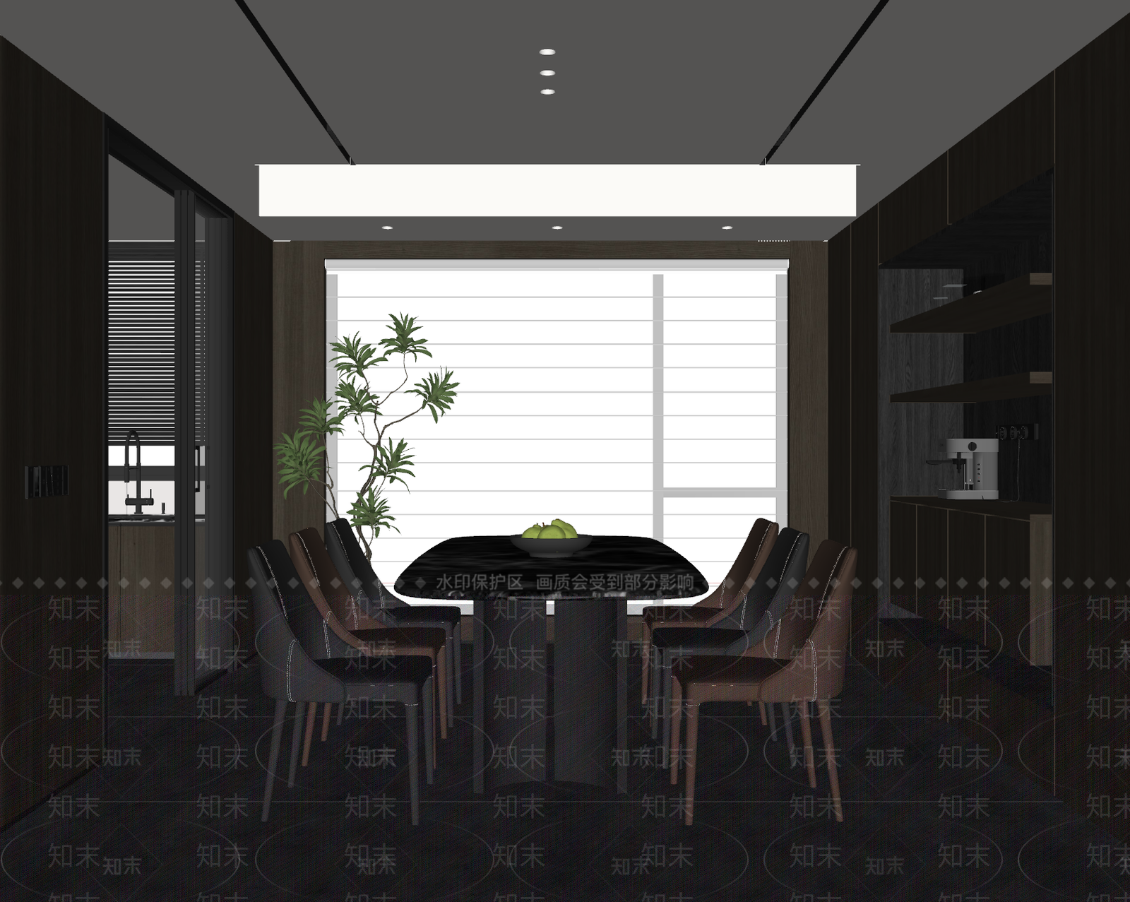意式极简家居餐厅SU模型下载【ID:1231585516】