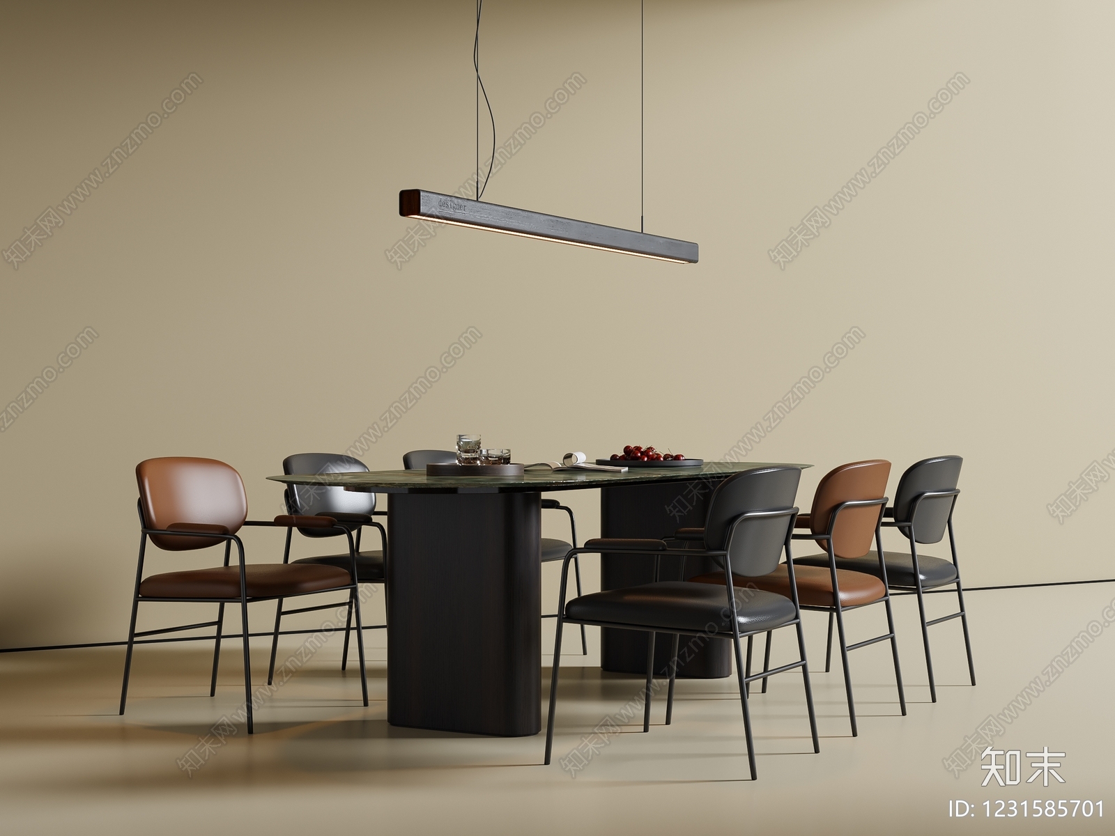 意式极简餐桌椅3D模型下载【ID:1231585701】