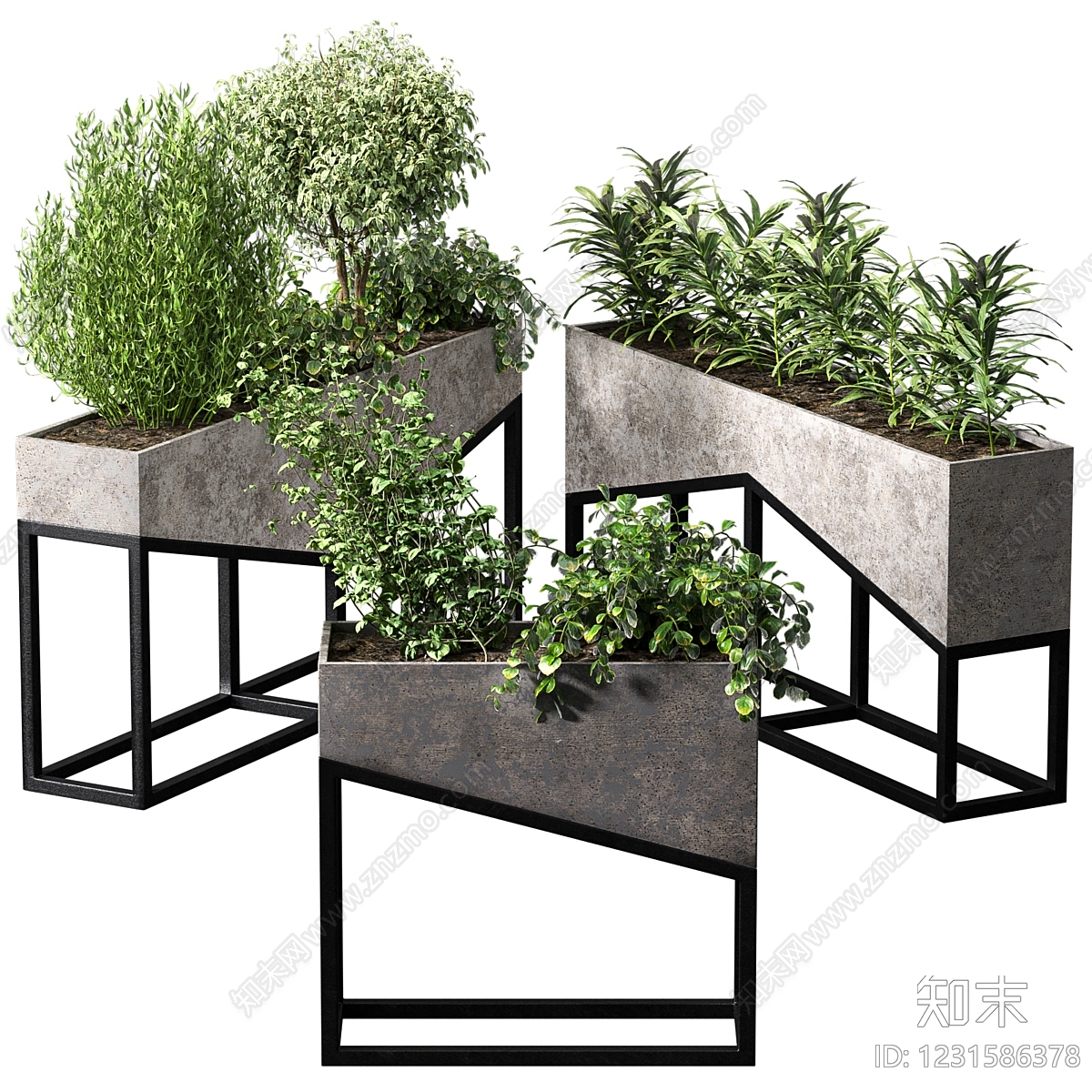 工业风盆栽3D模型下载【ID:1231586378】