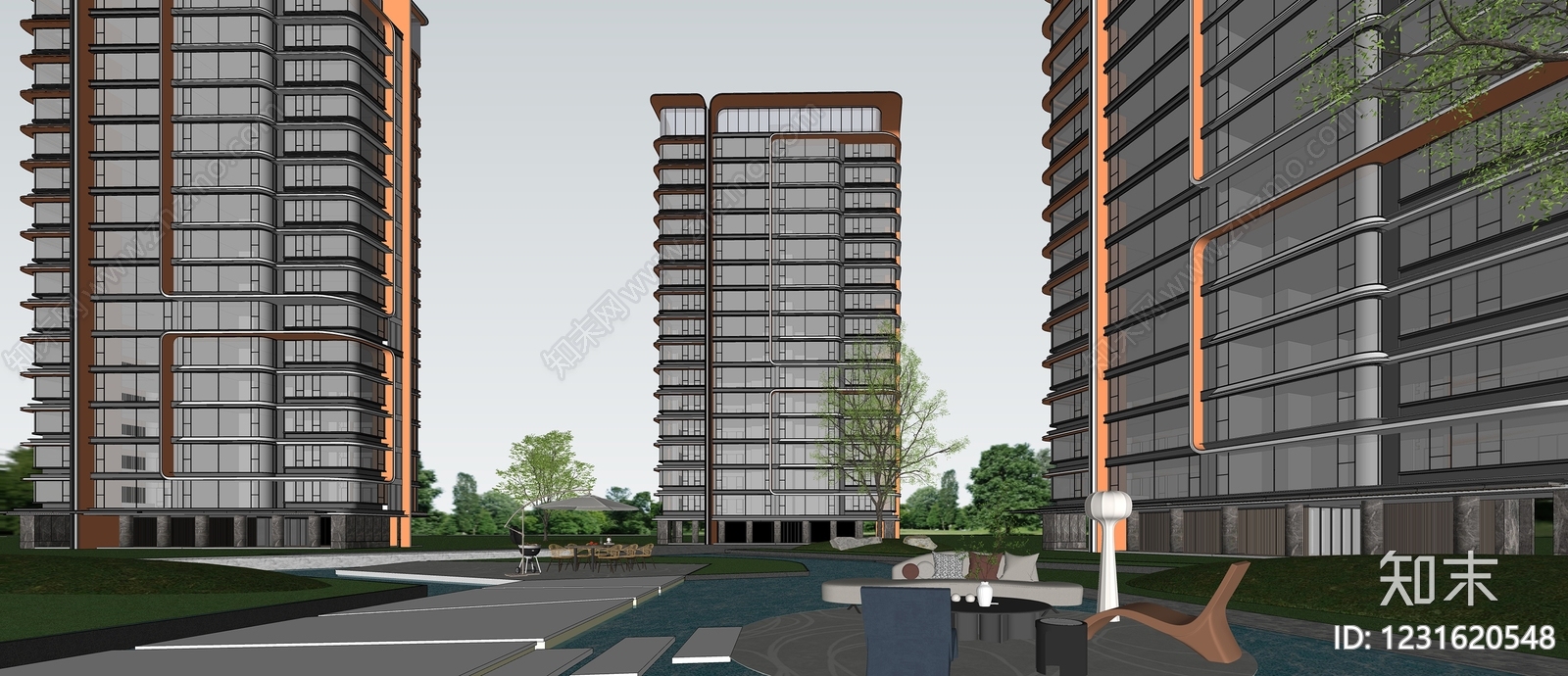 现代小高层住宅楼SU模型下载【ID:1231620548】