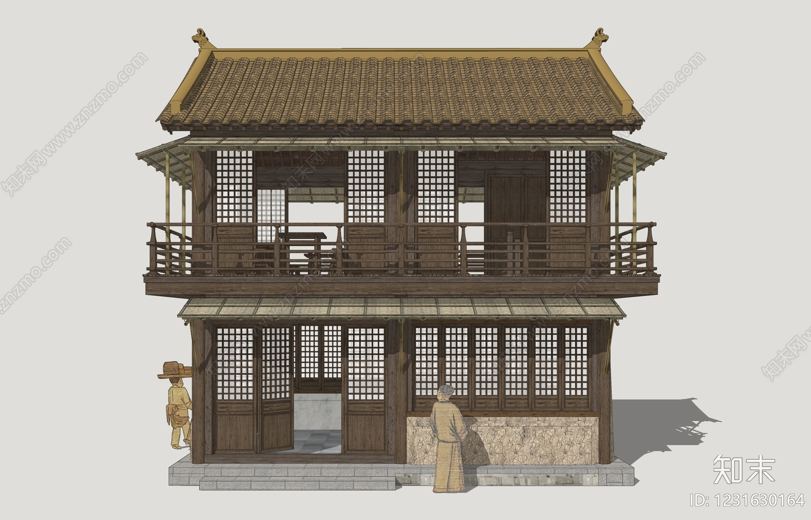 中式古建古建筑SU模型下载【ID:1231630164】