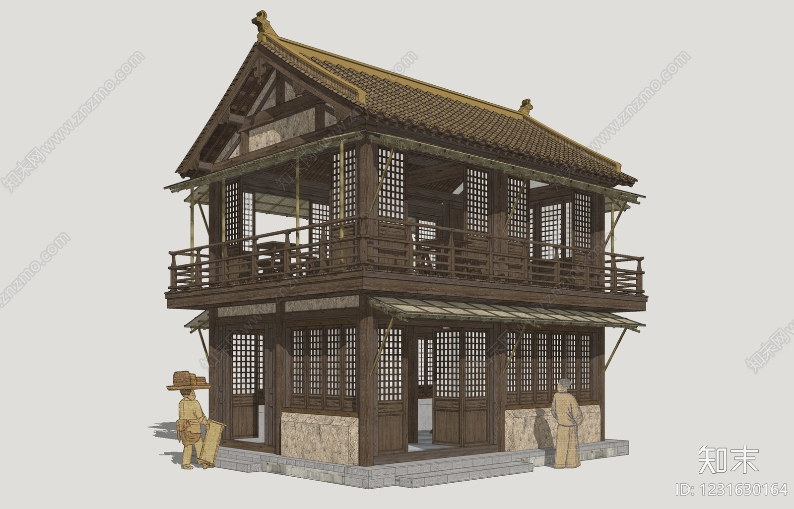 中式古建古建筑SU模型下载【ID:1231630164】