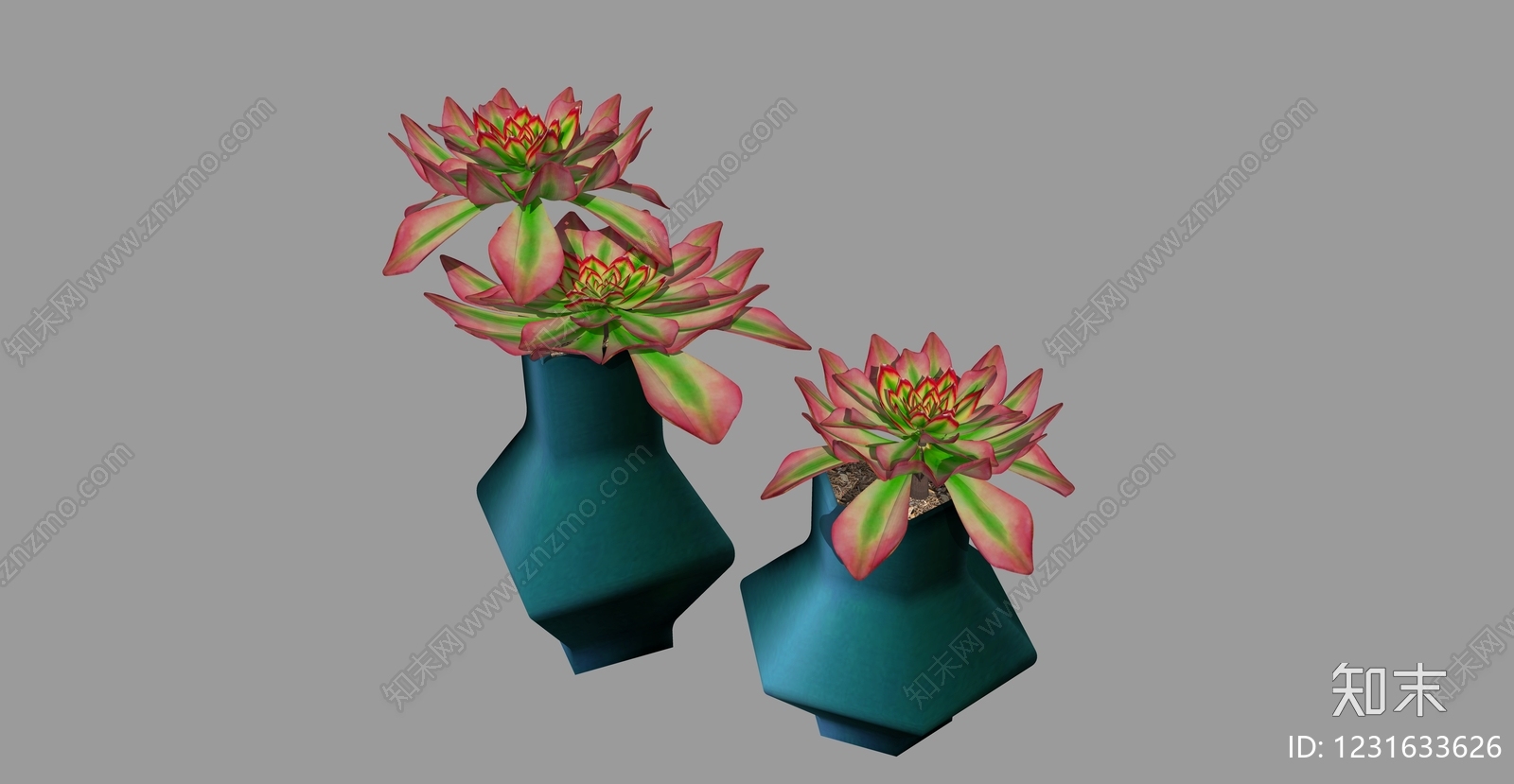 现代简约多肉植物SU模型下载【ID:1231633626】