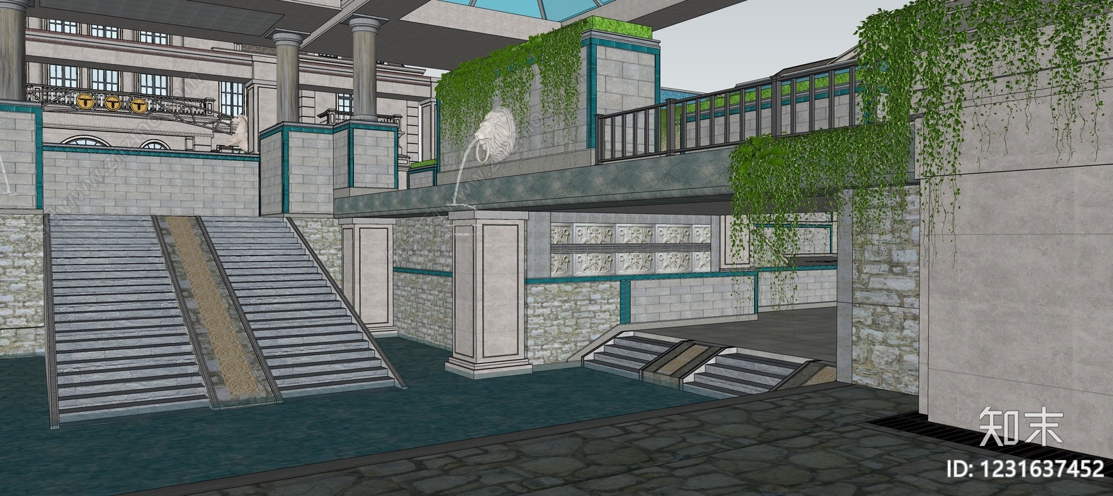 欧式古建古建筑SU模型下载【ID:1231637452】