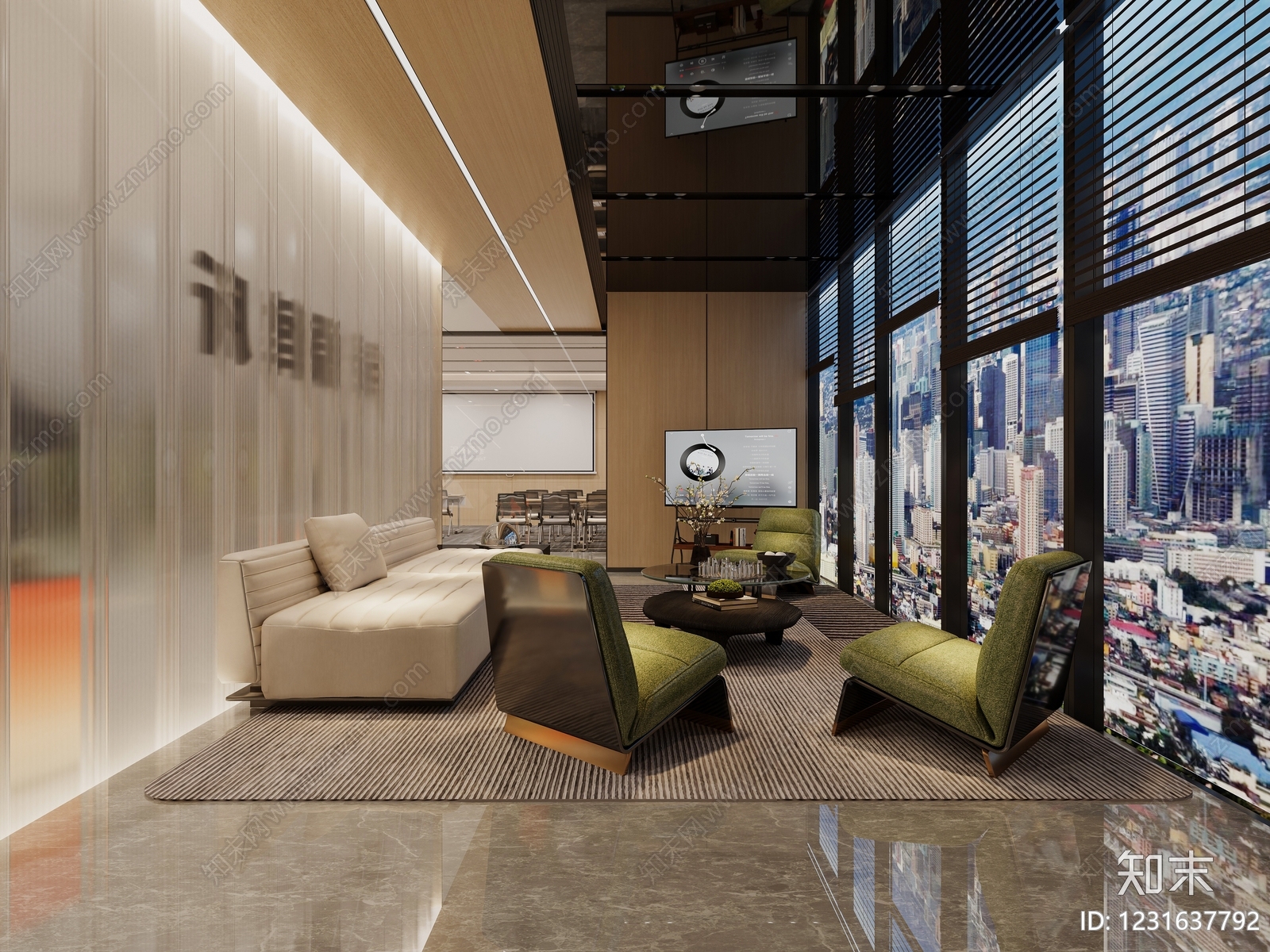 现代简约办公大厅3D模型下载【ID:1231637792】