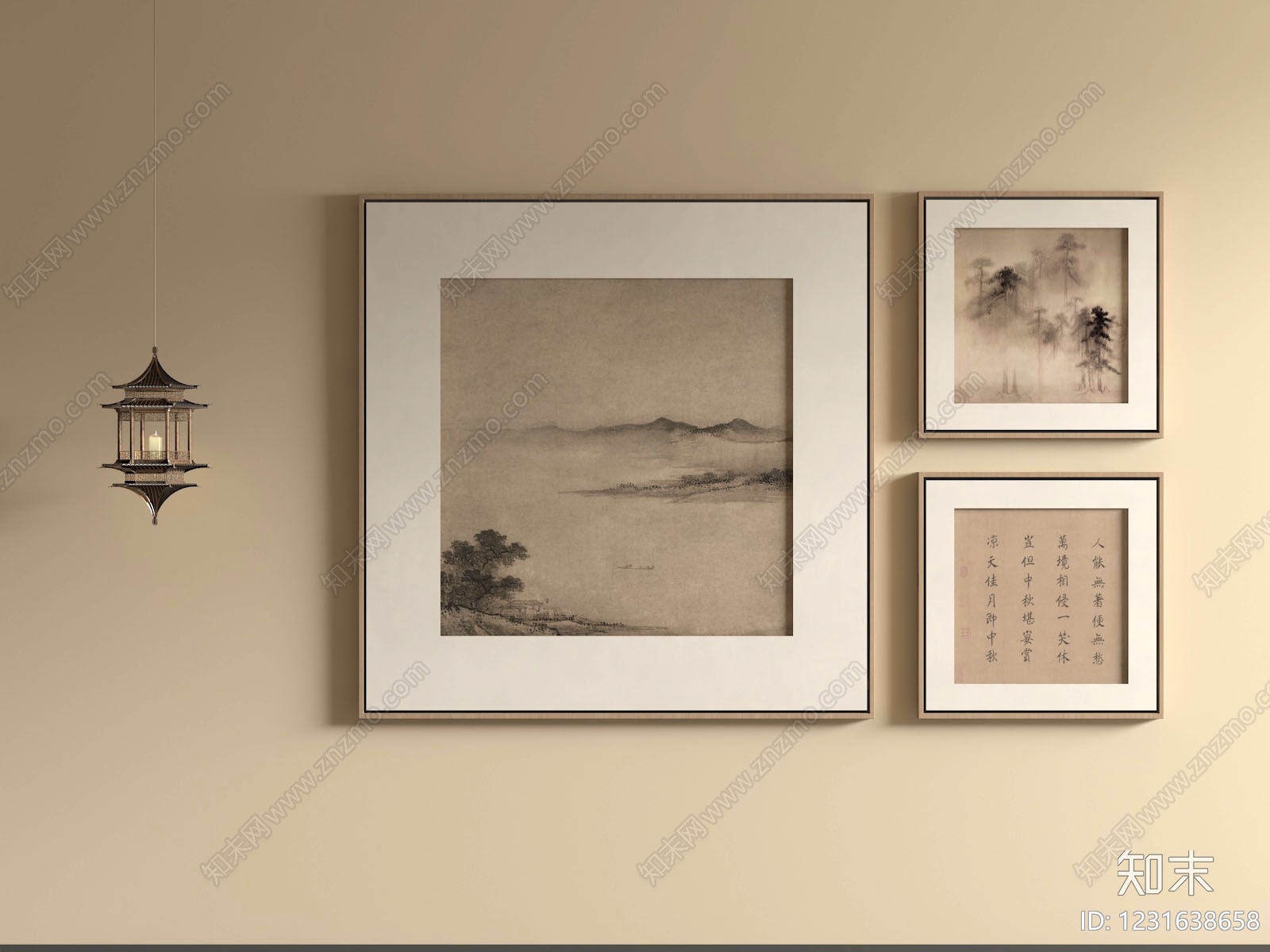 新中式宋式挂画3D模型下载【ID:1231638658】