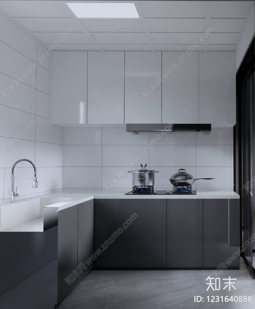 现代厨房SU模型下载【ID:1231640888】