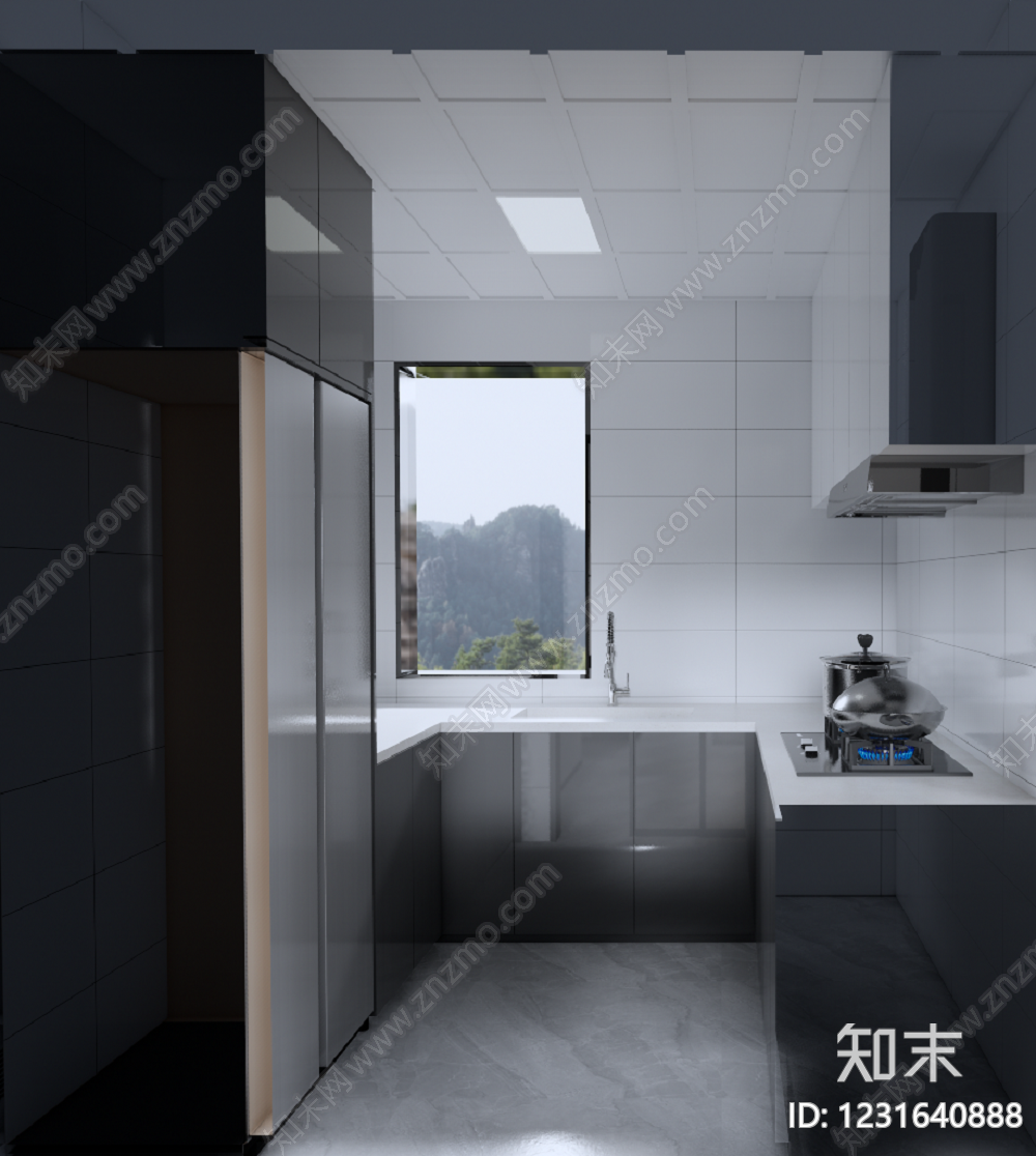 现代厨房SU模型下载【ID:1231640888】