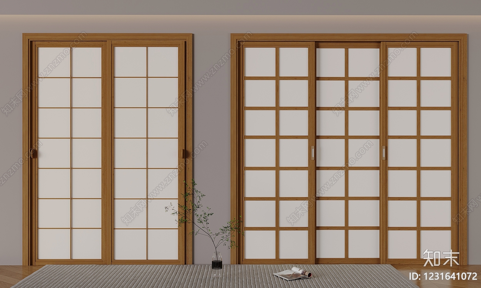 日式推拉门SU模型下载【ID:1231641072】