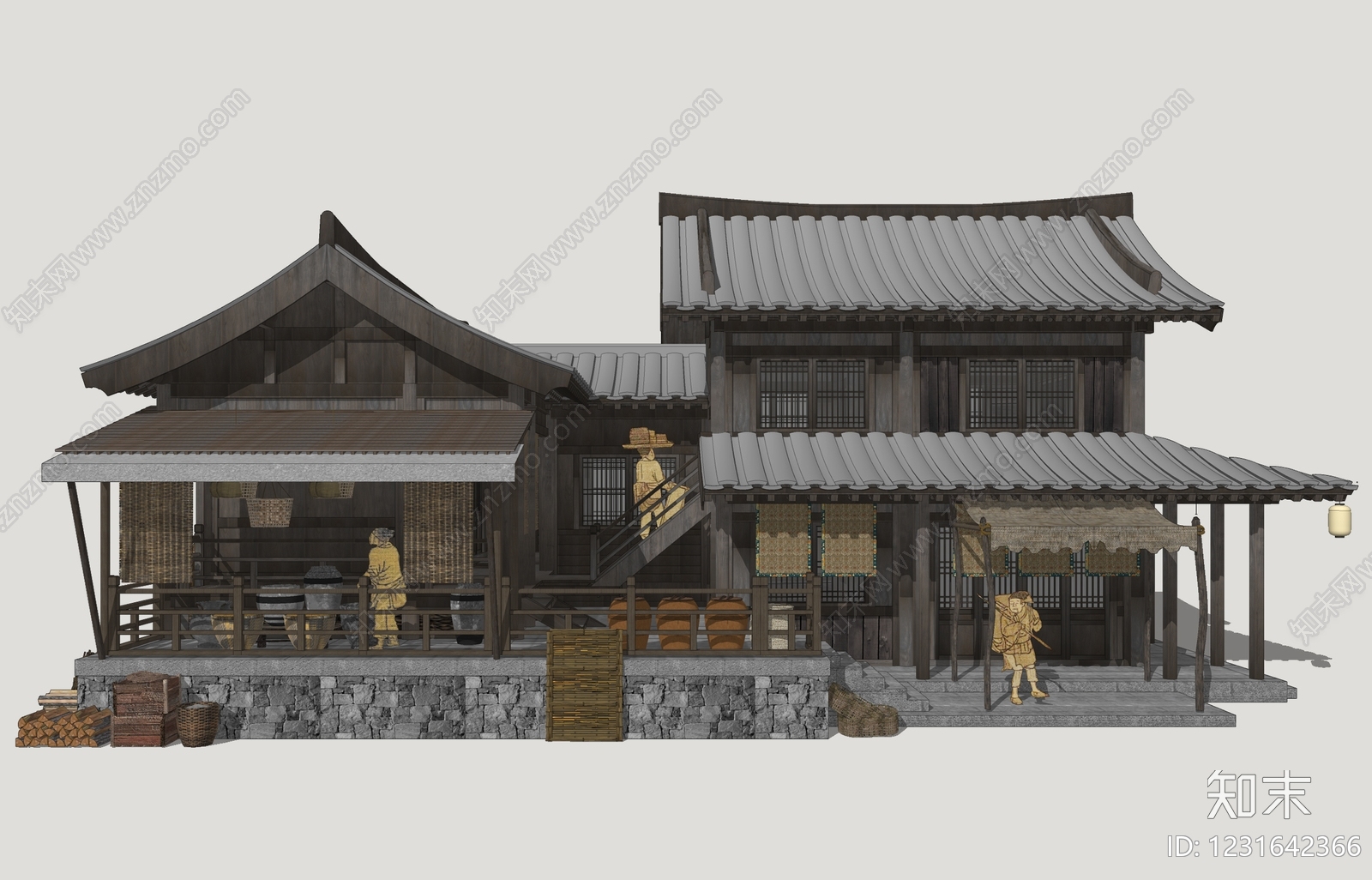 中式古建古建筑SU模型下载【ID:1231642366】