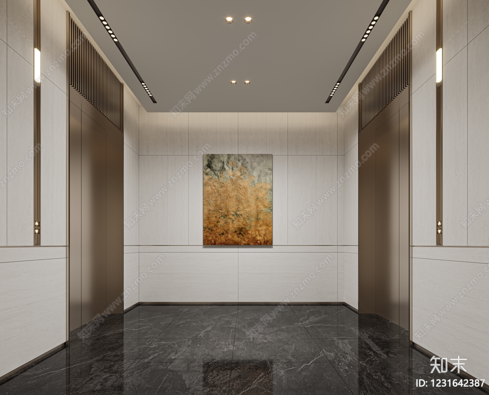 轻奢电梯间3D模型下载【ID:1231642387】