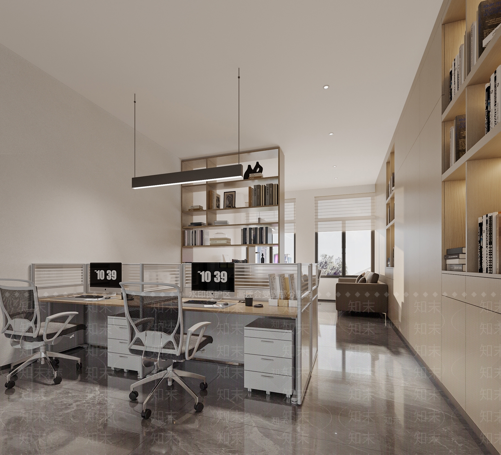 现代简约办公区3D模型下载【ID:1231642995】