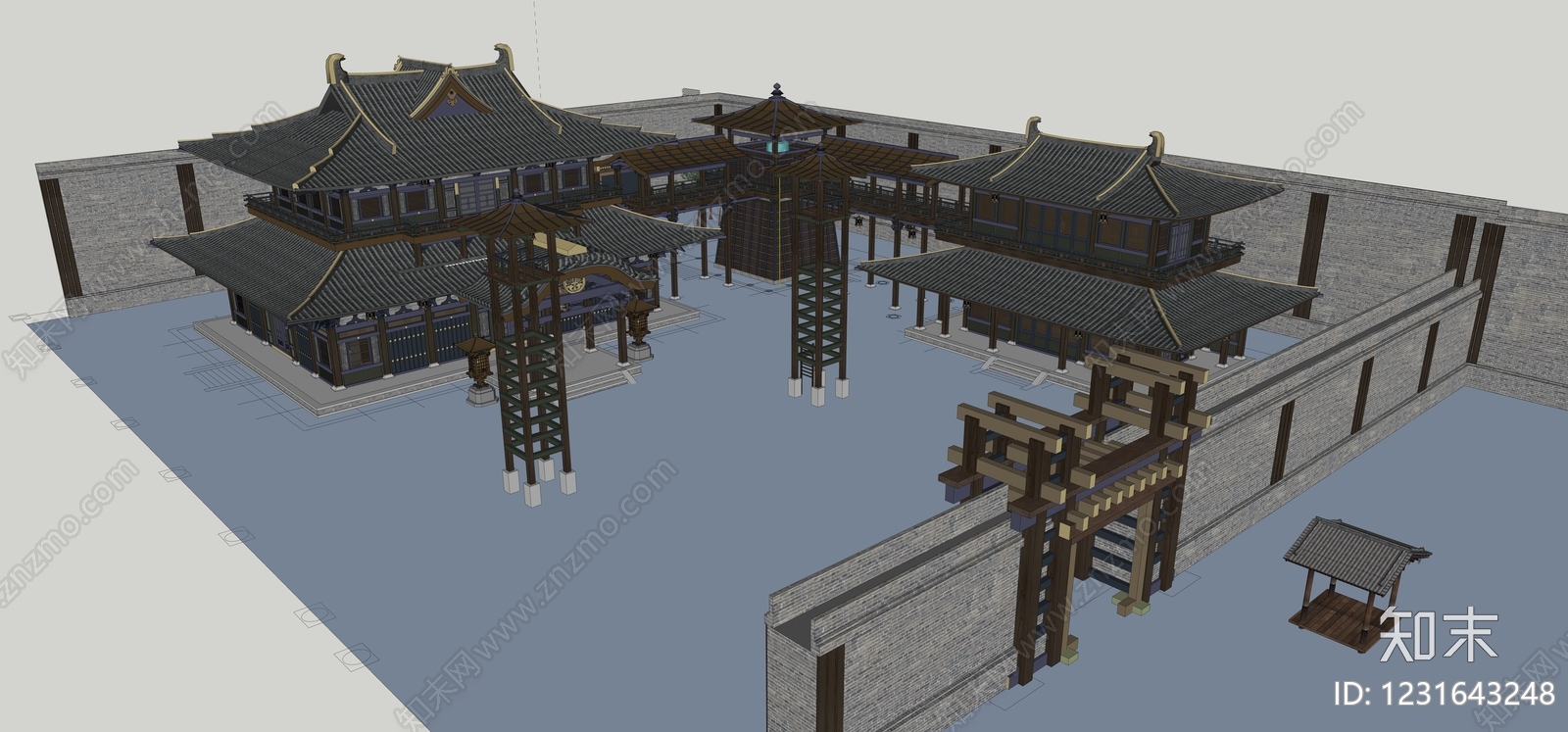 中式古建筑SU模型下载【ID:1231643248】