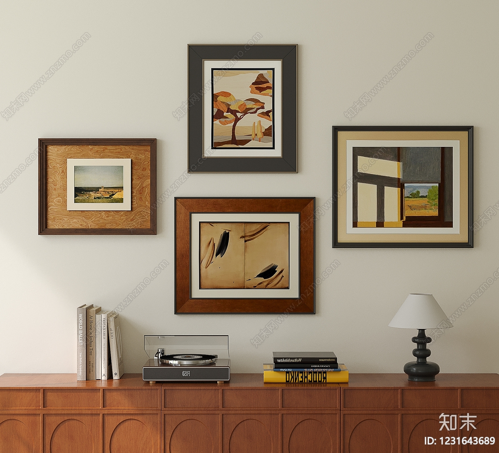 中古风组合画3D模型下载【ID:1231643689】