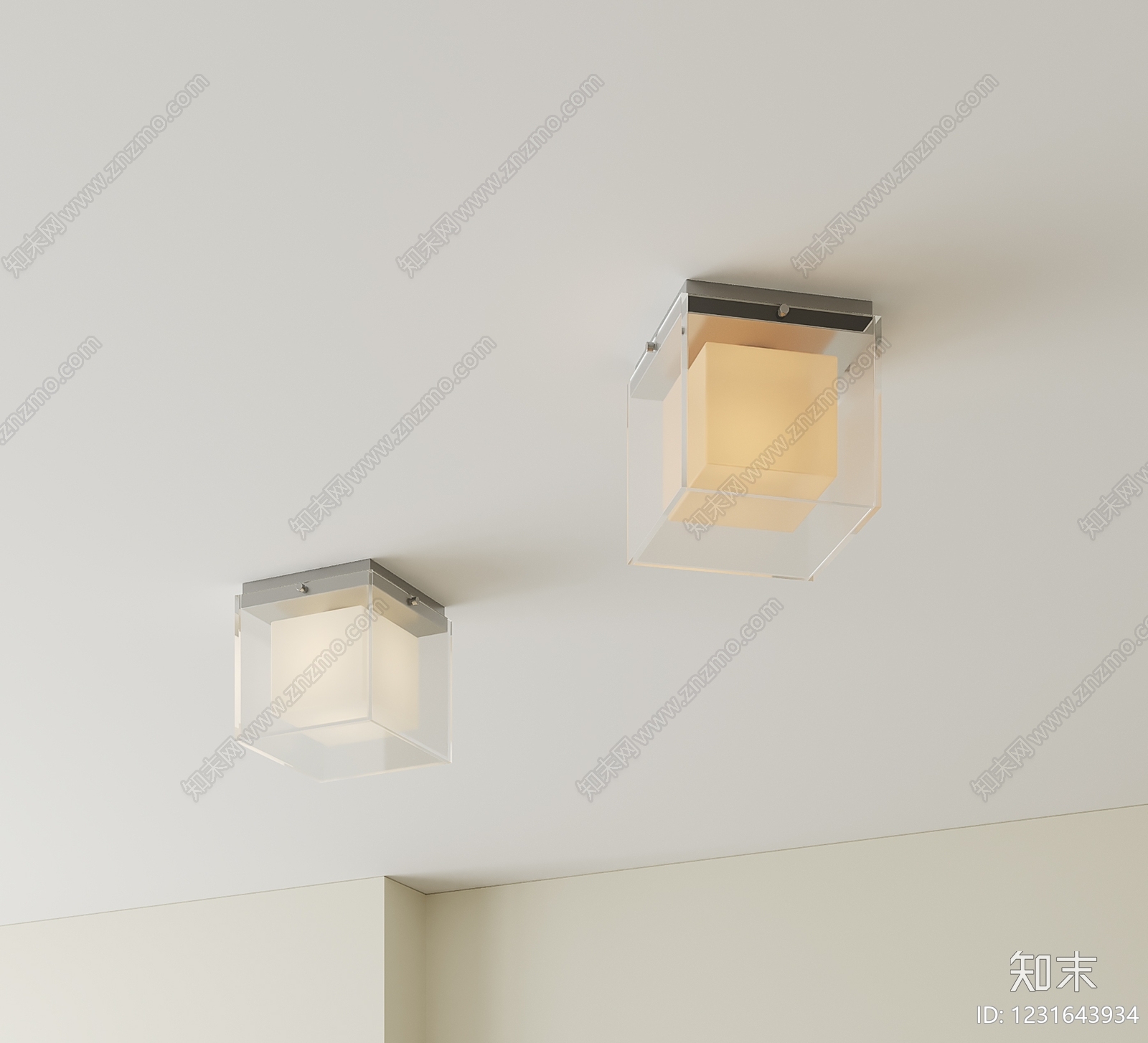 极简吸顶灯3D模型下载【ID:1231643934】