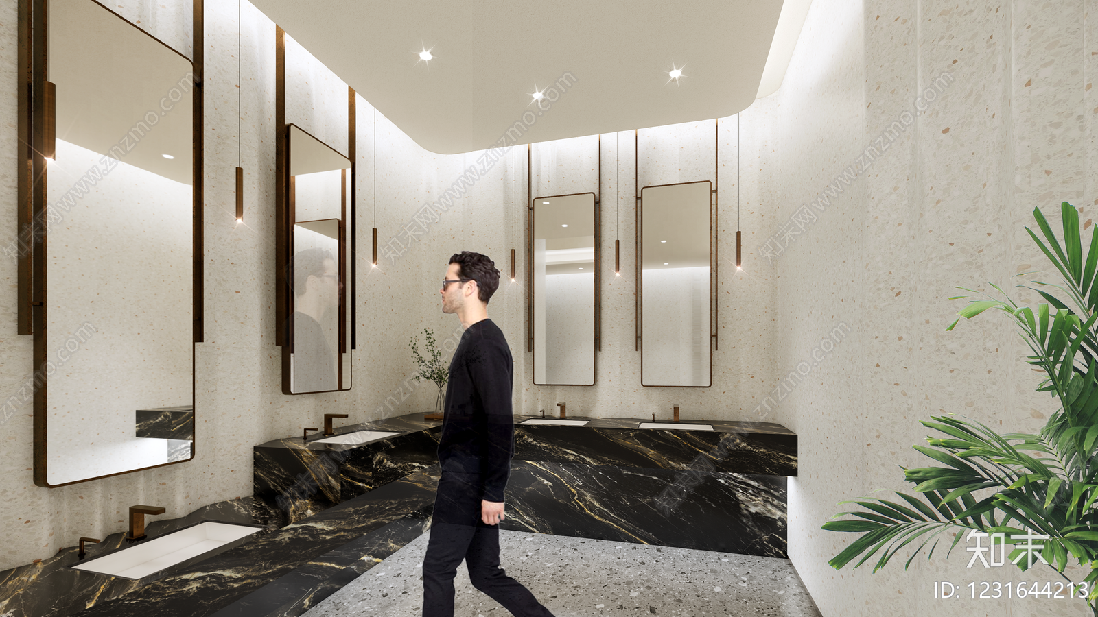 轻奢公共卫生间SU模型下载【ID:1231644213】