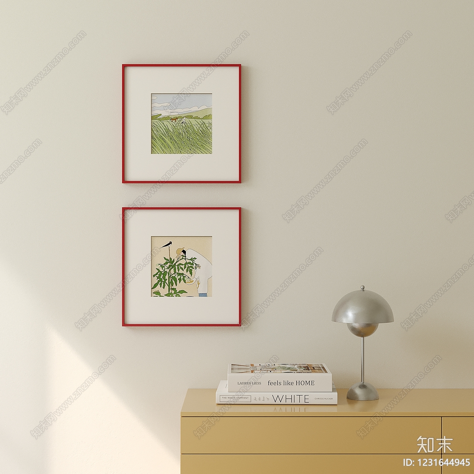 奶油风挂画组合SU模型下载【ID:1231644945】