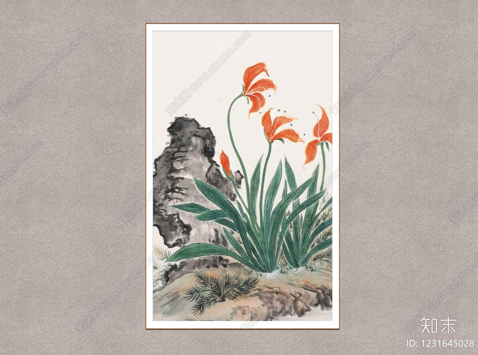 中式挂画SU模型下载【ID:1231645028】