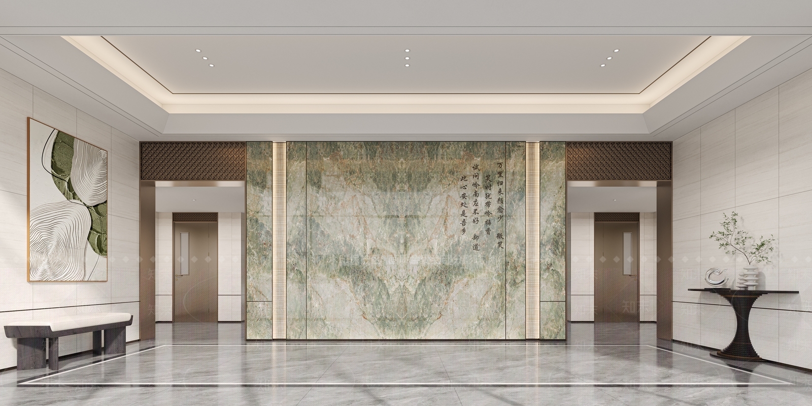 新中式办公大厅3D模型下载【ID:1231645099】