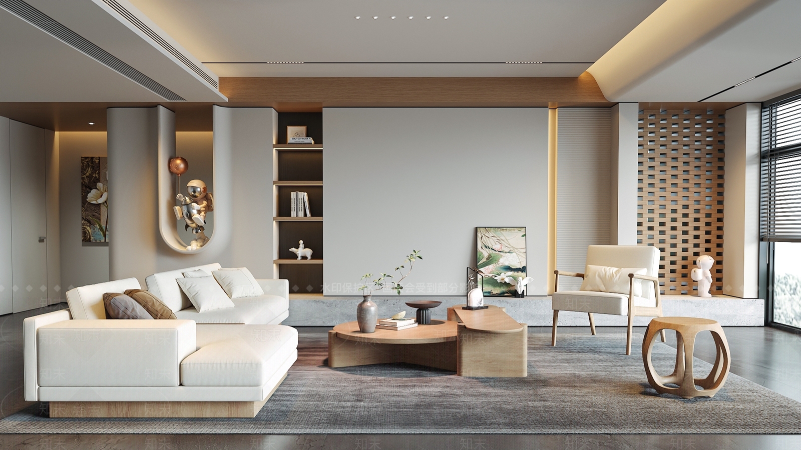 现代简约家居客厅3D模型下载【ID:1231645130】