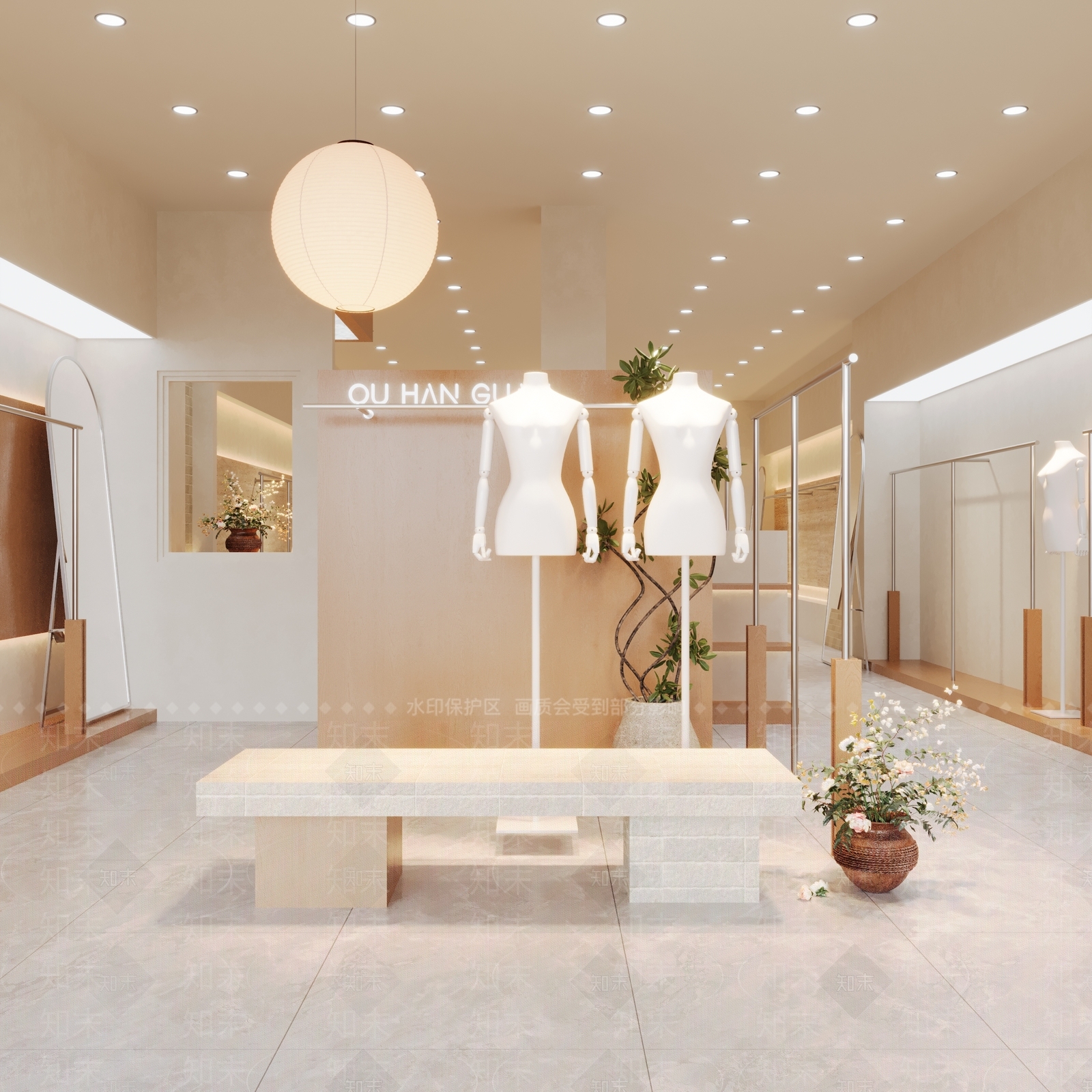 奶油风服装店3D模型下载【ID:1231645436】