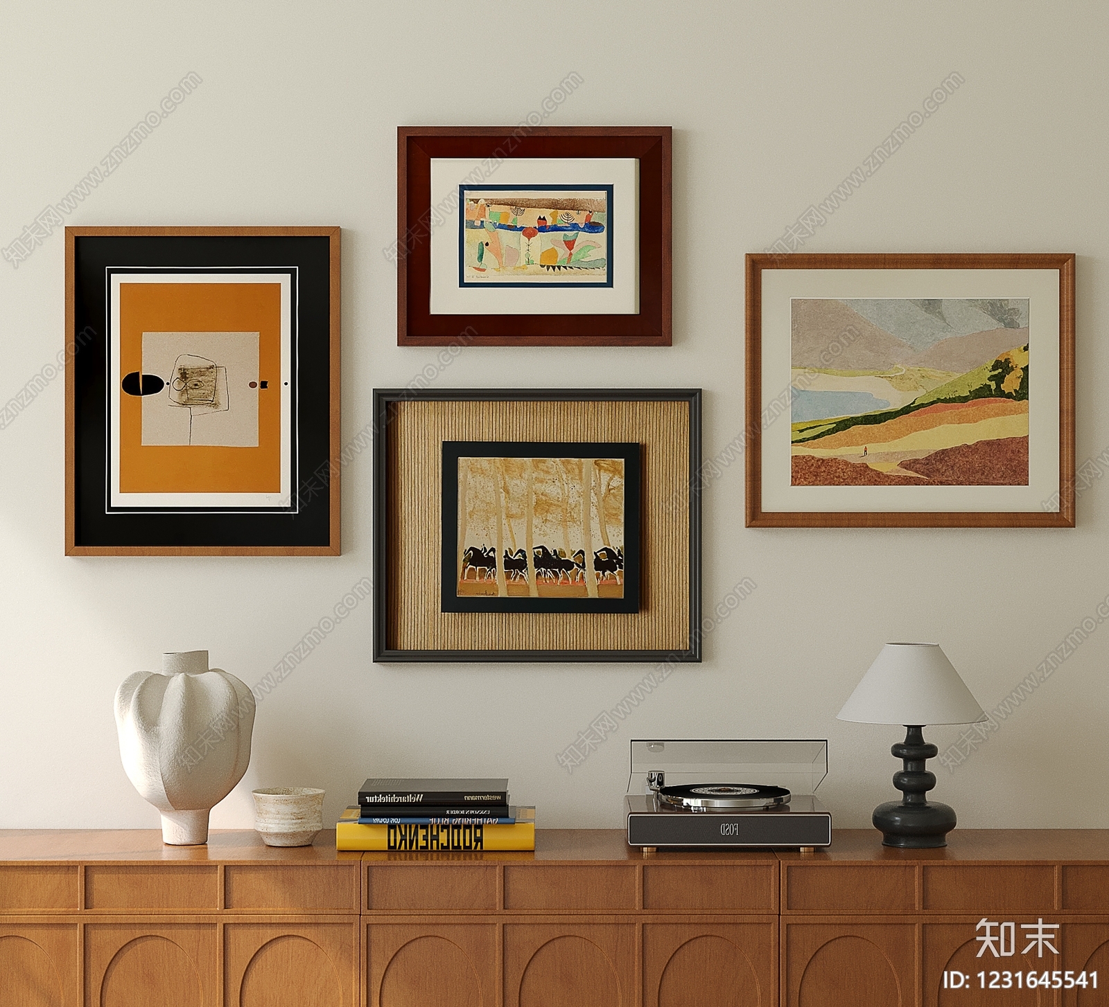中古风挂画组合SU模型下载【ID:1231645541】