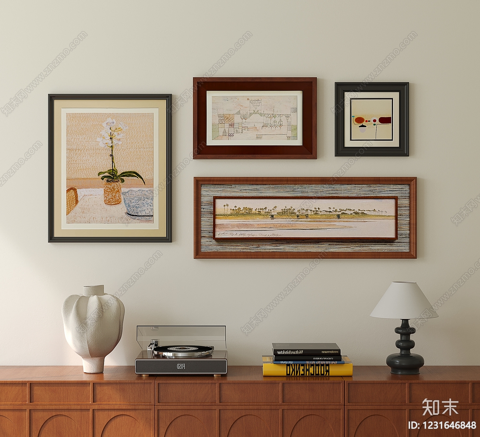 中古风挂画组合SU模型下载【ID:1231646848】