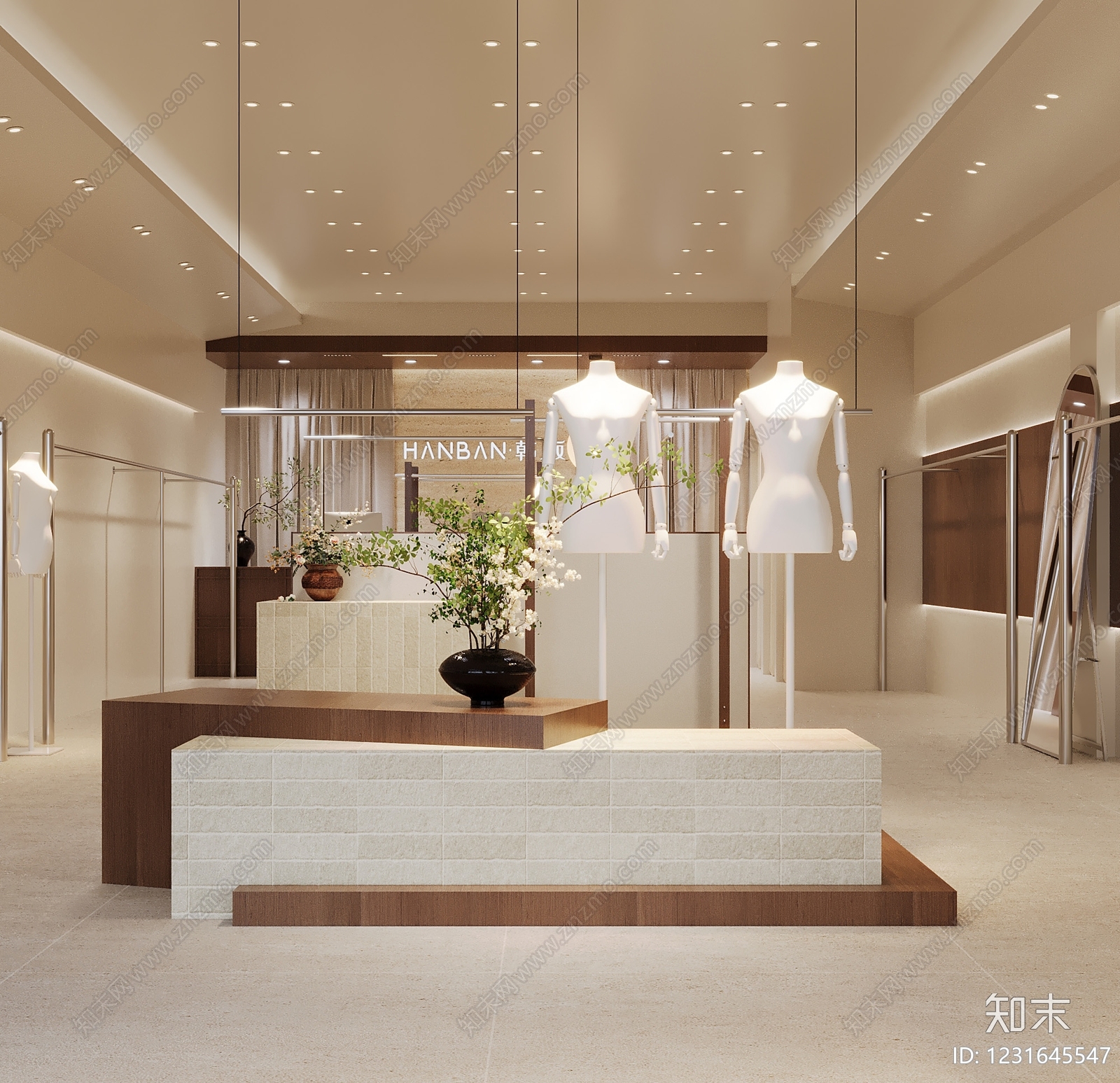 奶油风服装店3D模型下载【ID:1231645547】