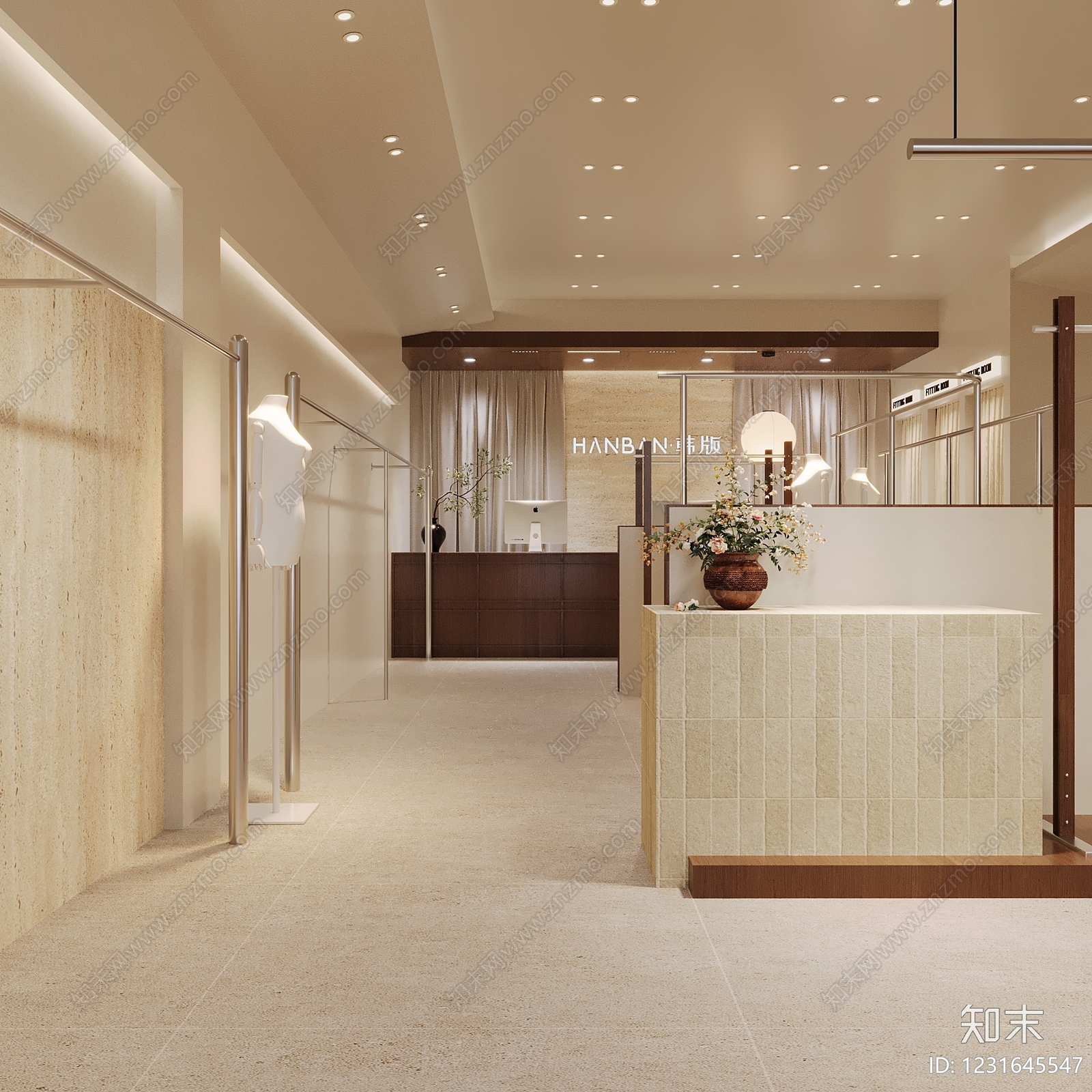 奶油风服装店3D模型下载【ID:1231645547】