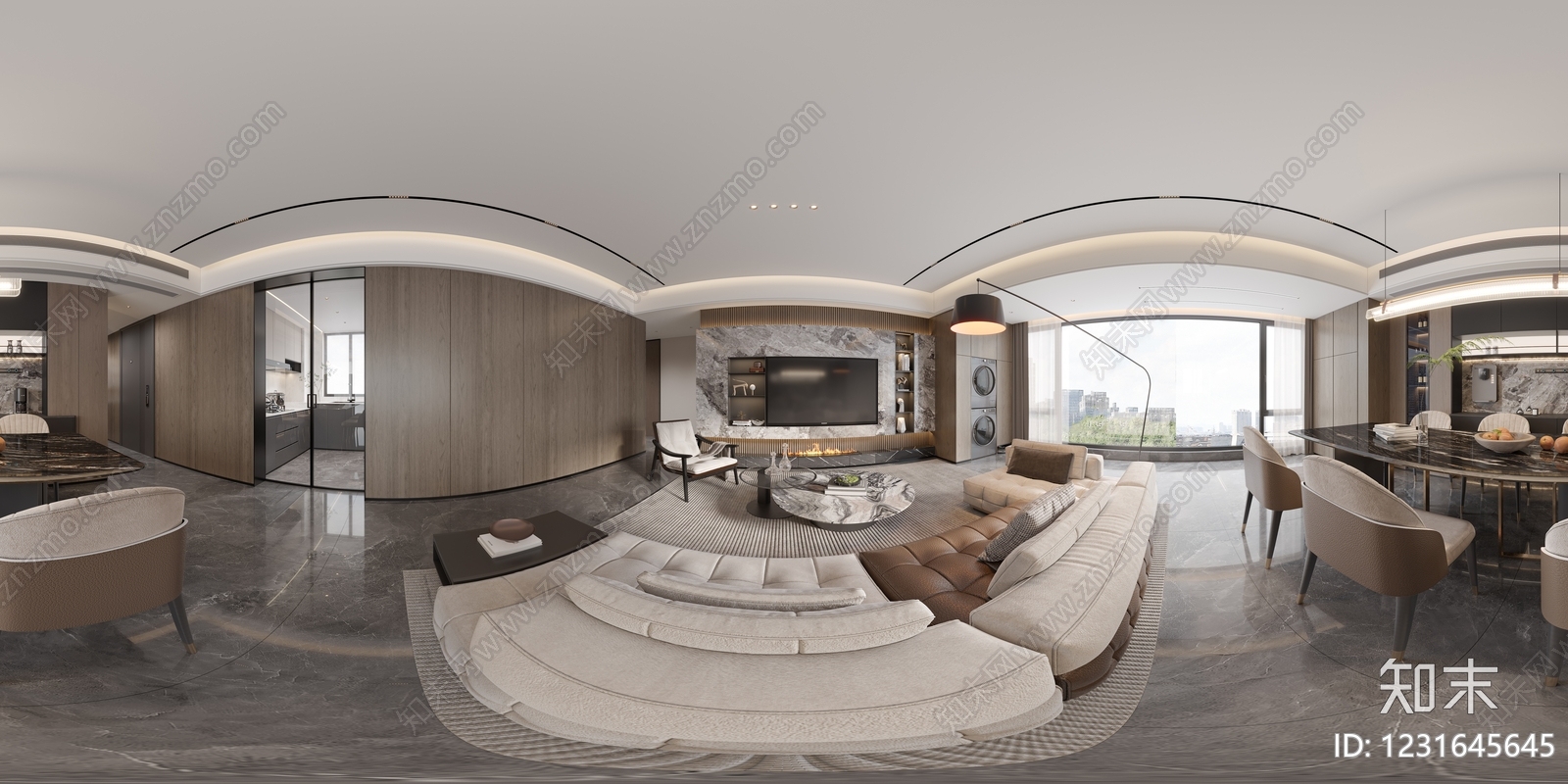 现代简约家居客厅3D模型下载【ID:1231645645】