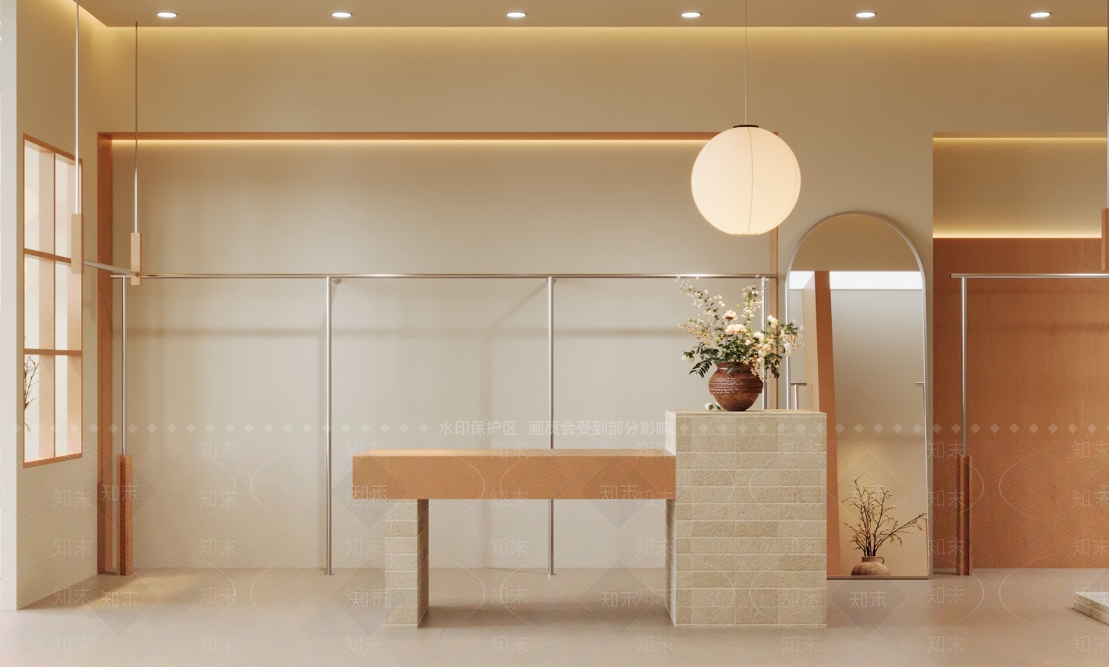 奶油风服装店3D模型下载【ID:1231645612】