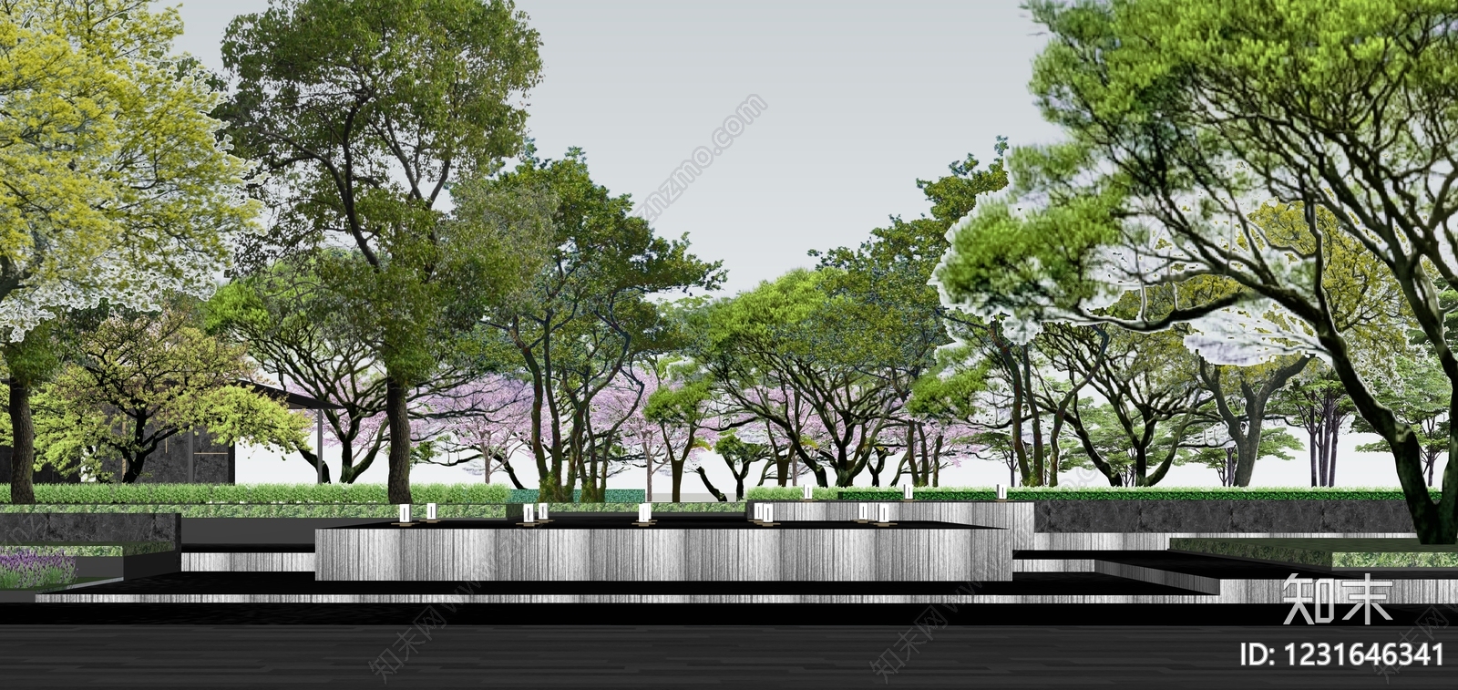 新中式景观小区景观SU模型下载【ID:1231646341】
