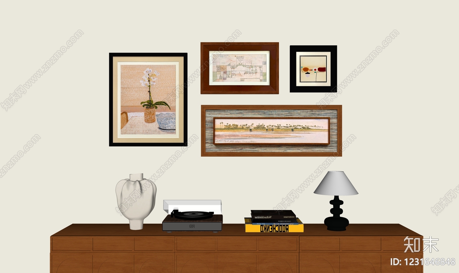 中古风挂画组合SU模型下载【ID:1231646848】