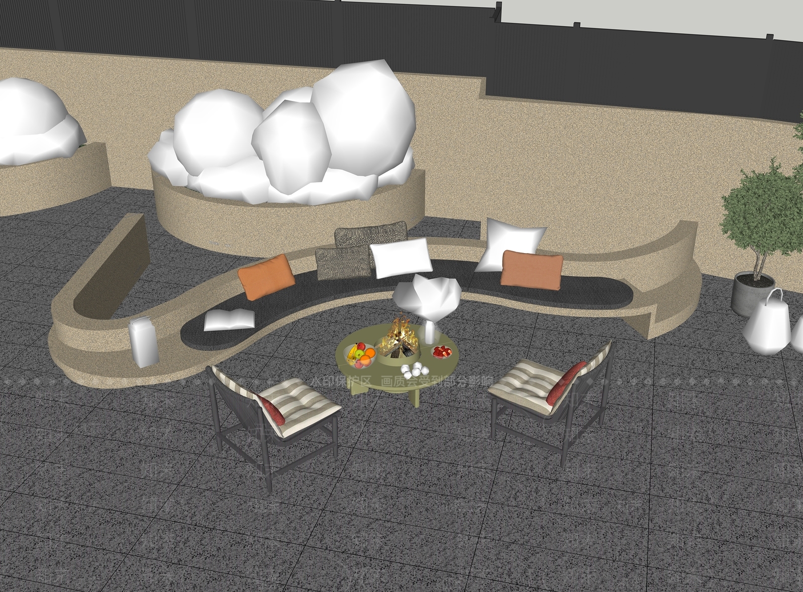 现代乡村庭院SU模型下载【ID:1231646520】