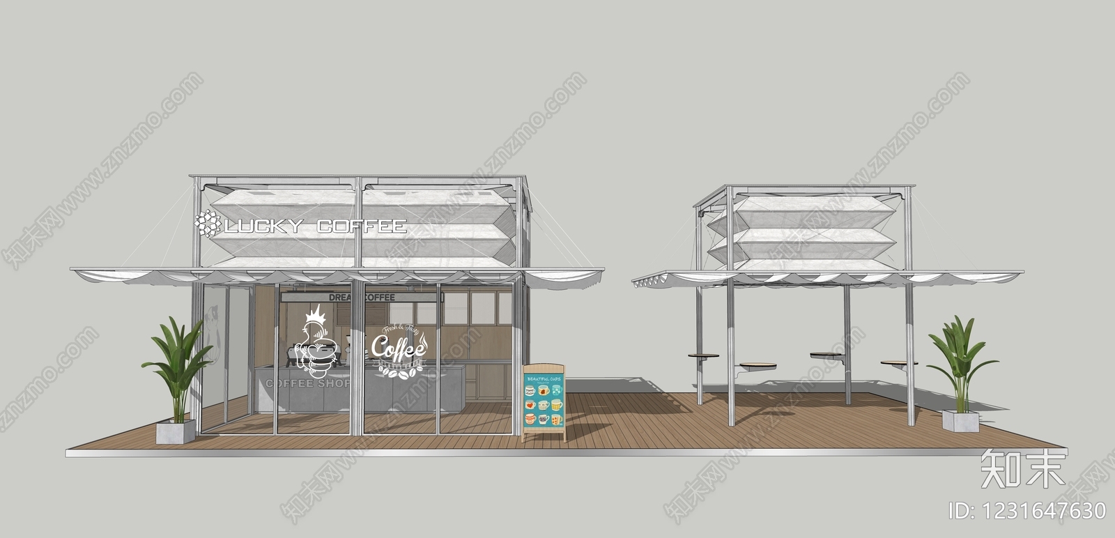 现代咖啡厅SU模型下载【ID:1231647630】