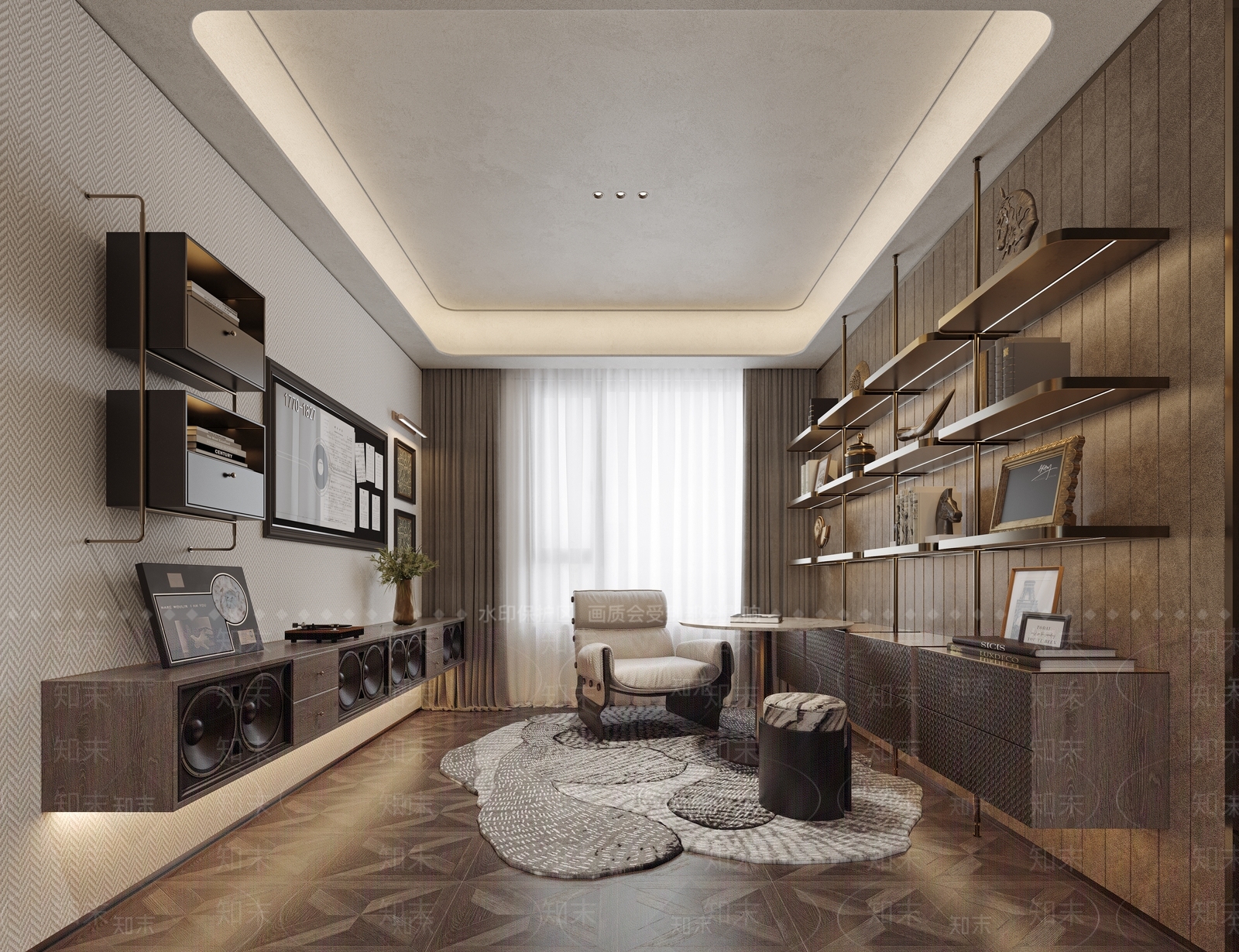 轻奢书房3D模型下载【ID:1231649214】