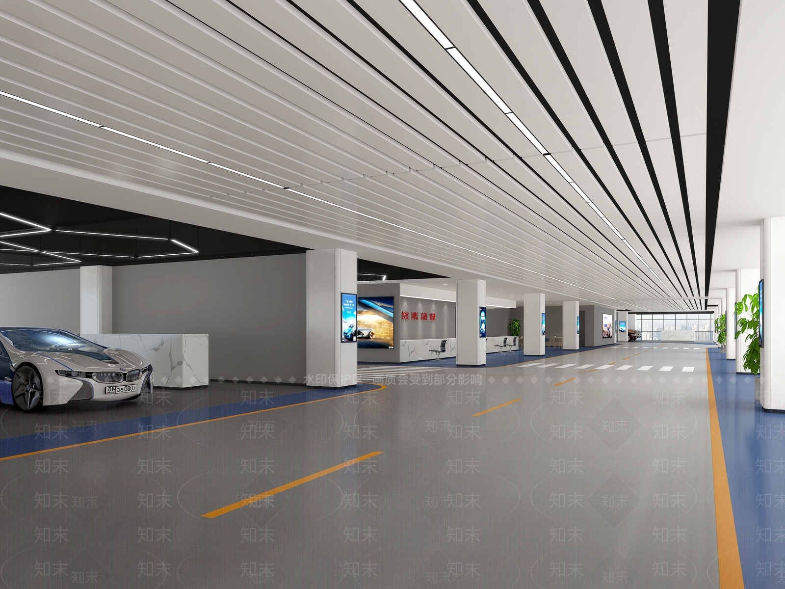 现代简约室内停车场3D模型下载【ID:1231650893】