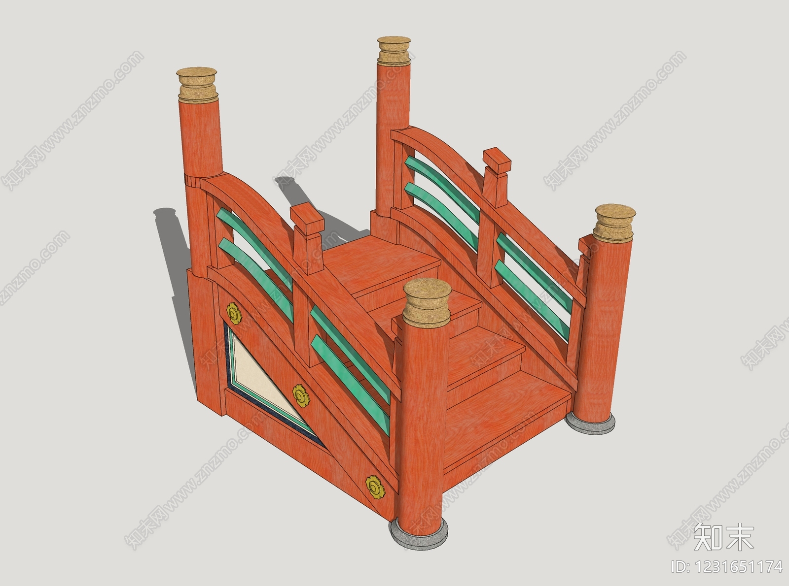 中式古建景观桥SU模型下载【ID:1231651174】