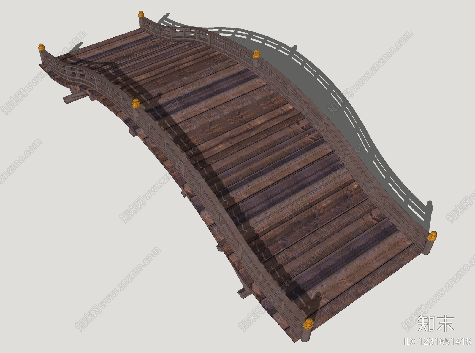 中式古建景观桥SU模型下载【ID:1231651418】