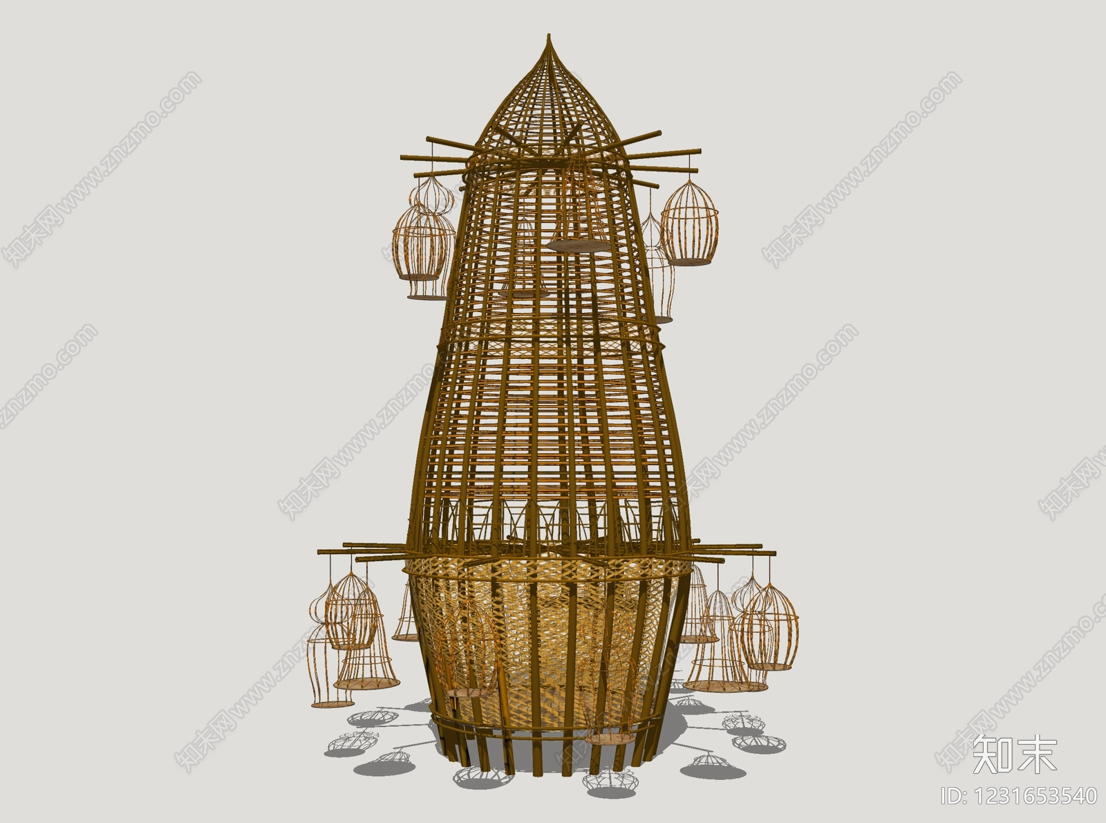 禅意城市广场装置SU模型下载【ID:1231653540】