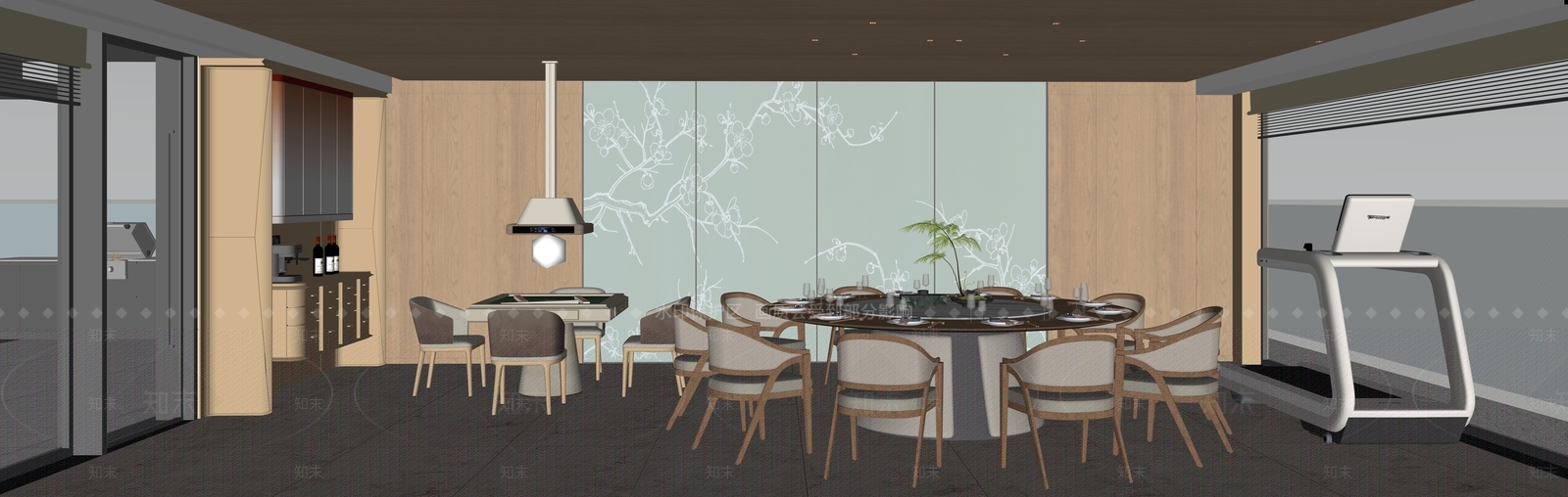 新中式多功能客厅SU模型下载【ID:1231653880】