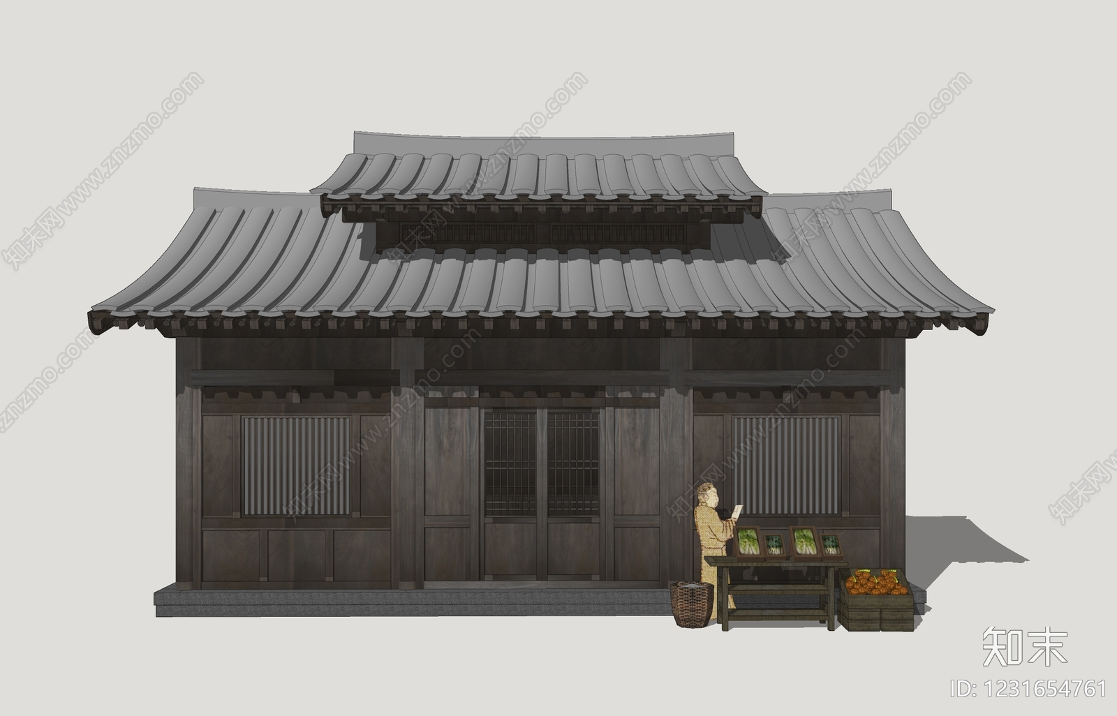 中式古建古建筑SU模型下载【ID:1231654761】