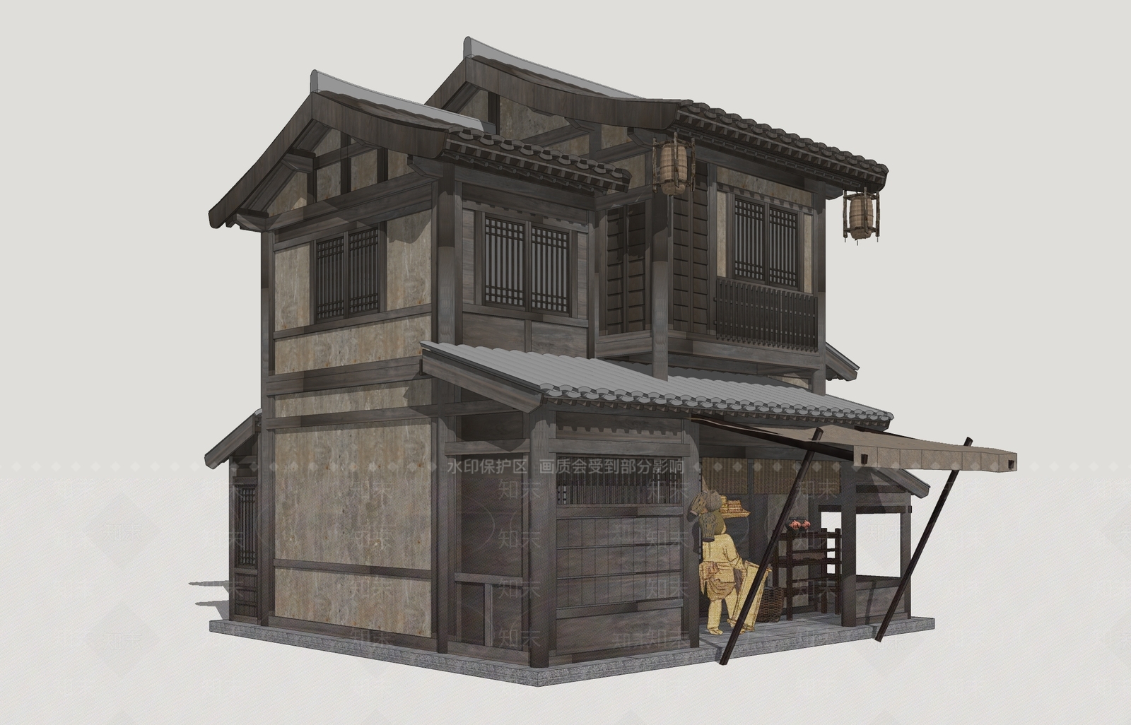 中式古建古建筑SU模型下载【ID:1231655874】